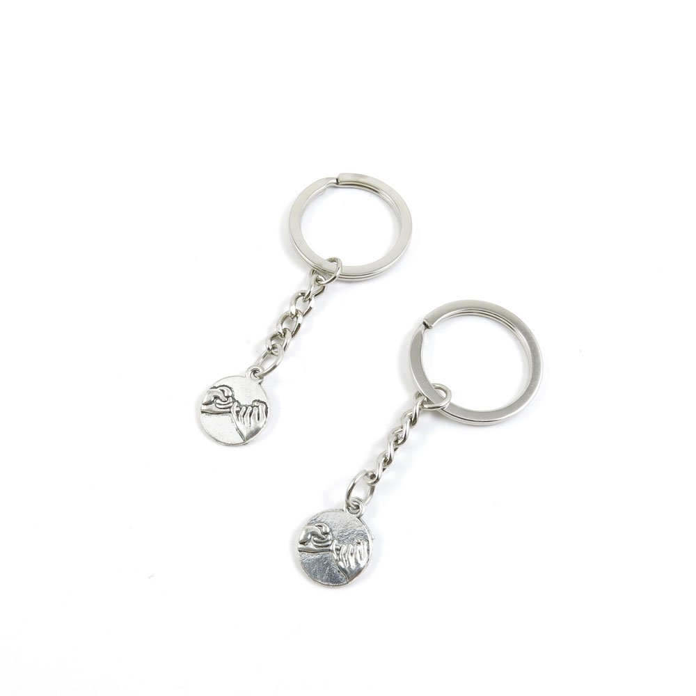 Antique Silver Tone Keychain Door Car Key Ring Tags - Bulk Wholesale Keychain Supplies for Home, Office & Gifts (Pinky Promise Design)