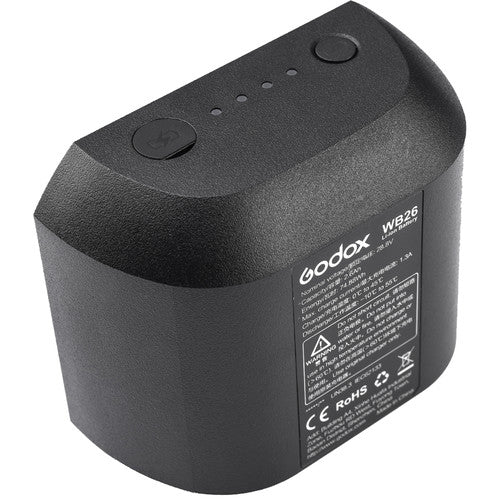 Godox WB26 28.8V 2600mAh Rechargeable Lithium Ion Battery Pack for AD600Pro Flash - Perfect for Studio Photography, Outdoor Shoots & On-Location Lighting
