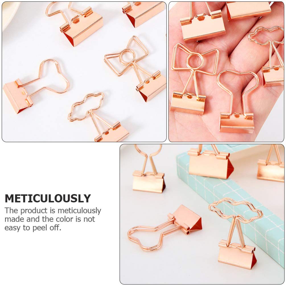 Rose Gold Heart Shaped Metal Binder Clips - 20 Pack of Decorative Paper Clamps for Office, School, and Home Organization | NUOBESTY File Clips for Documents, Photos, and Craft Projects