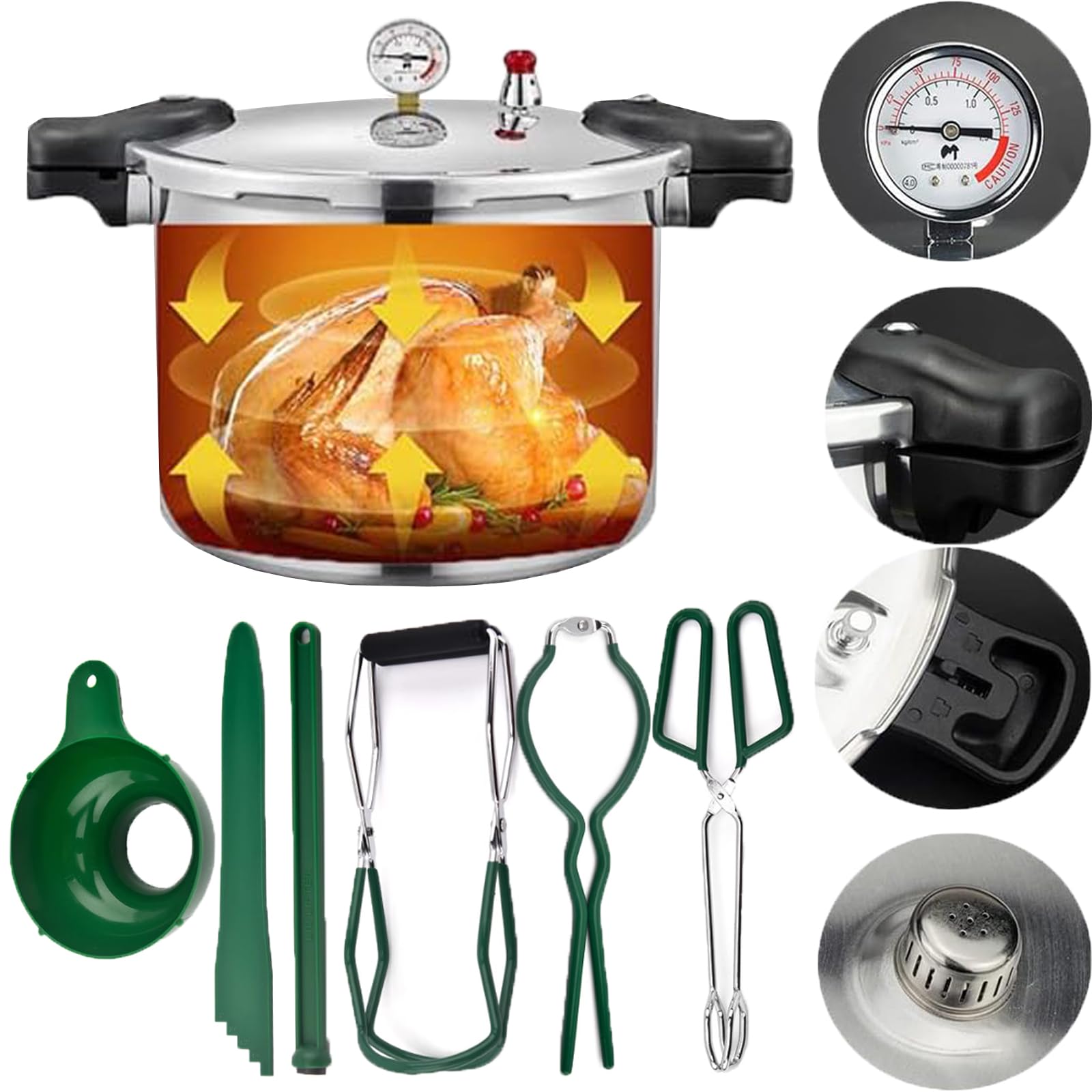 25 Quart All American Pressure Canner Cooker - USDA Approved for Home Canning, Water Bath Canning & Food Preservation | Includes Pressure Gauge & Regulator | Induction Compatible, 13 PSI (±5%) Pressure Release - Perfect for Jams, Pickles, Vegetables & Long-Term Food Storage