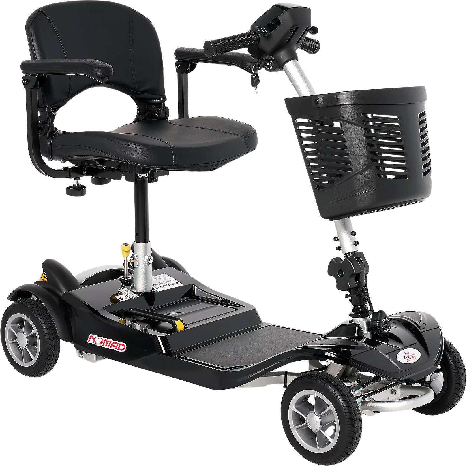 EV Rider Nomad 4-Wheel Mobility Scooter - 260 lbs Weight Capacity, 24V 10.3Ah Li-Ion Battery, 4 MPH Speed, 10 Miles Range - Ideal for Indoor/Outdoor Use, Shopping, Travel & Senior Mobility (Model T4SU BK)