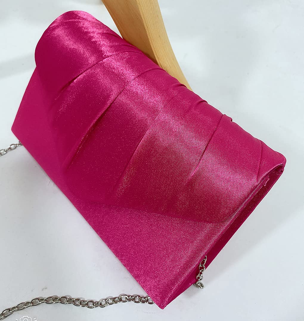 LeahWard Women's Satin Floral Clutch Purse - Elegant Evening Bag for Wedding, Party & Special Occasions (Rose) | Perfect for Bridesmaids, Prom & Cocktail Events
