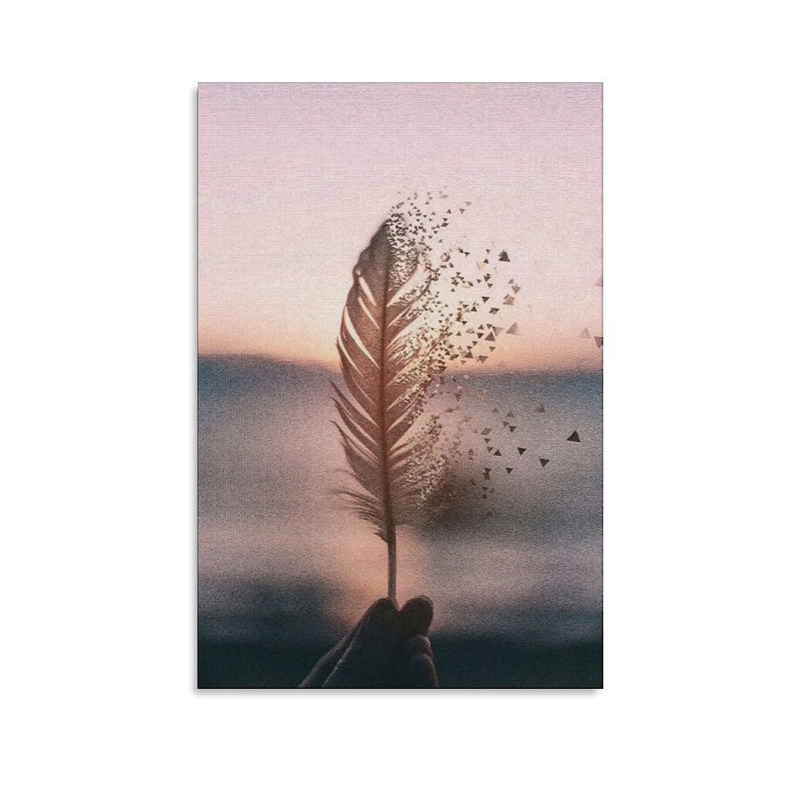 Feather Soft Nature Flying Canvas Poster - 16x24 Inches (40x60cm) Wall Art for Bedroom, Office & Sports Landscape Decor - Perfect Gift for Home & Workspace