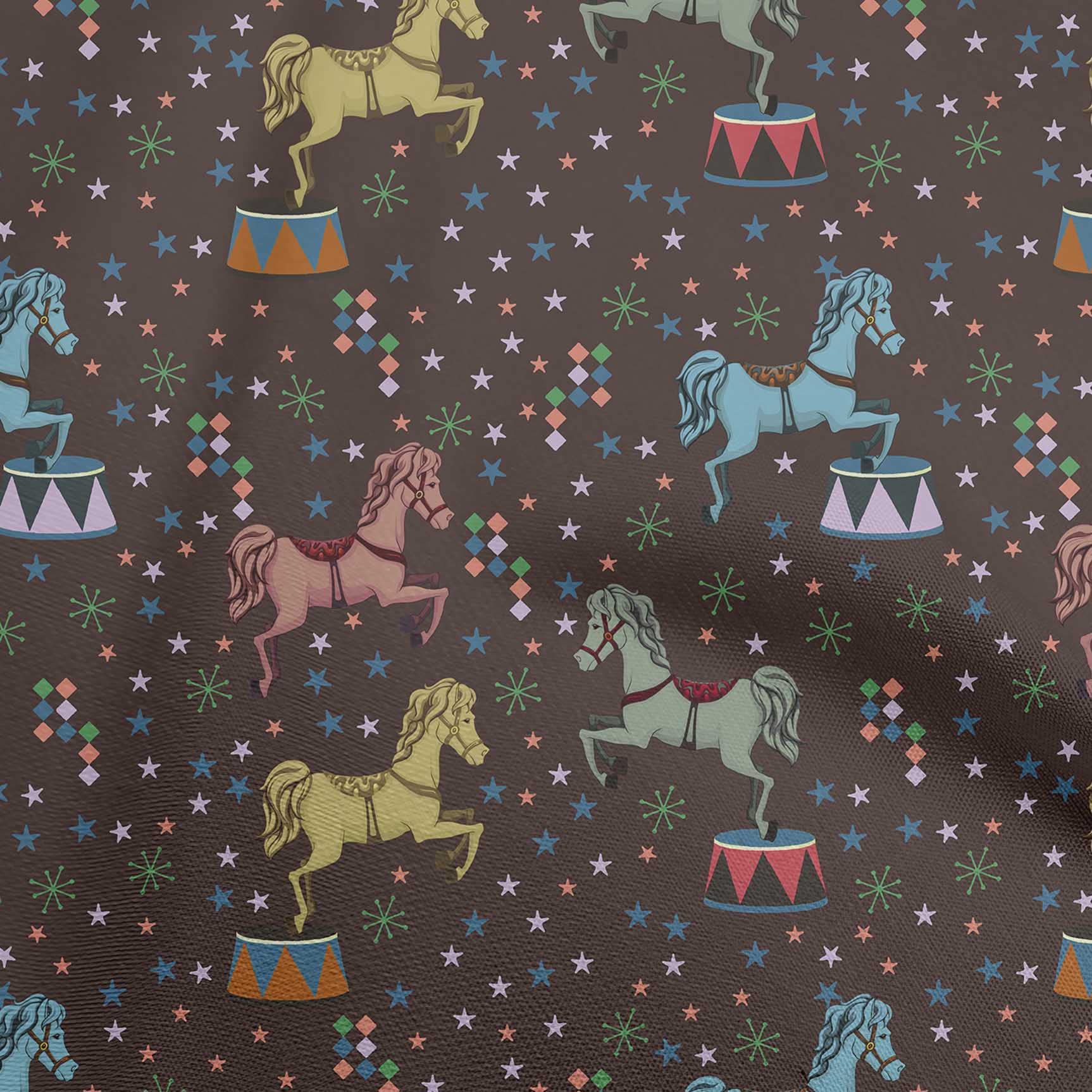 oneOone Cotton Poplin Twill Brown Fabric - 56 Inch Wide Printed Circus Fabric by The Yard for DIY Clothing, Costumes & Home Decor Sewing Projects | Perfect for Quilting, Dressmaking & Craft Supplies