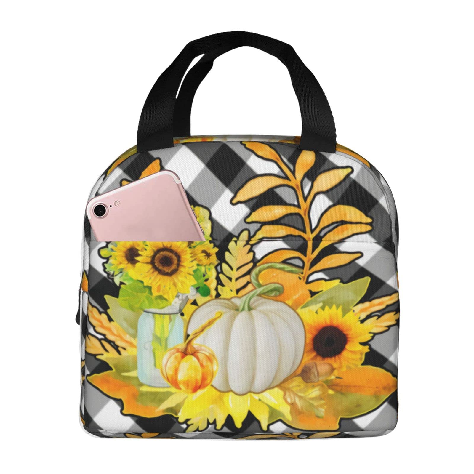 Insulated Lunch Bag for Women & Girls - Cute Thermal Picnic Cooler Tote for Work, School, Autumn Travel & Camping | Leakproof Fall Lunch Box with Adjustable Strap