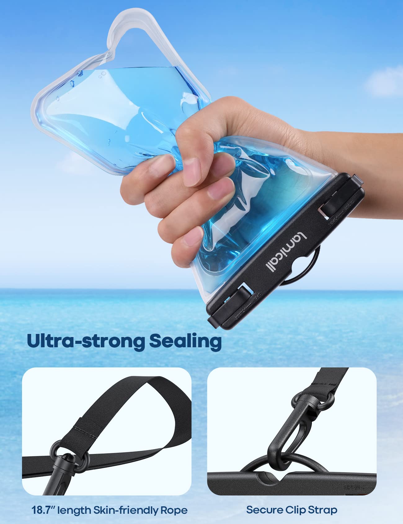 Lamicall 2 Pack Waterproof Phone Pouch Case - IPX8 Certified Dry Bag for iPhone 16/15/14/13/12/11 Pro Max Plus XS XR & Galaxy S24/S23 (4-7 Inch) | Beach, Pool, Kayaking & Outdoor Activities Protection