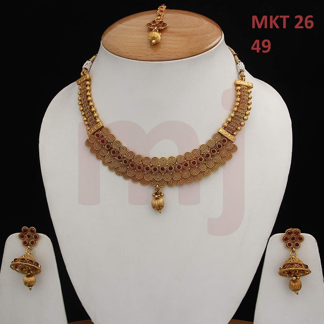 18K Gold Plated Handmade Beaded Wedding Necklace & Earrings Set - Traditional Bridal Jewelry for Women & Girls | Perfect for Weddings, Anniversaries & Special Occasions