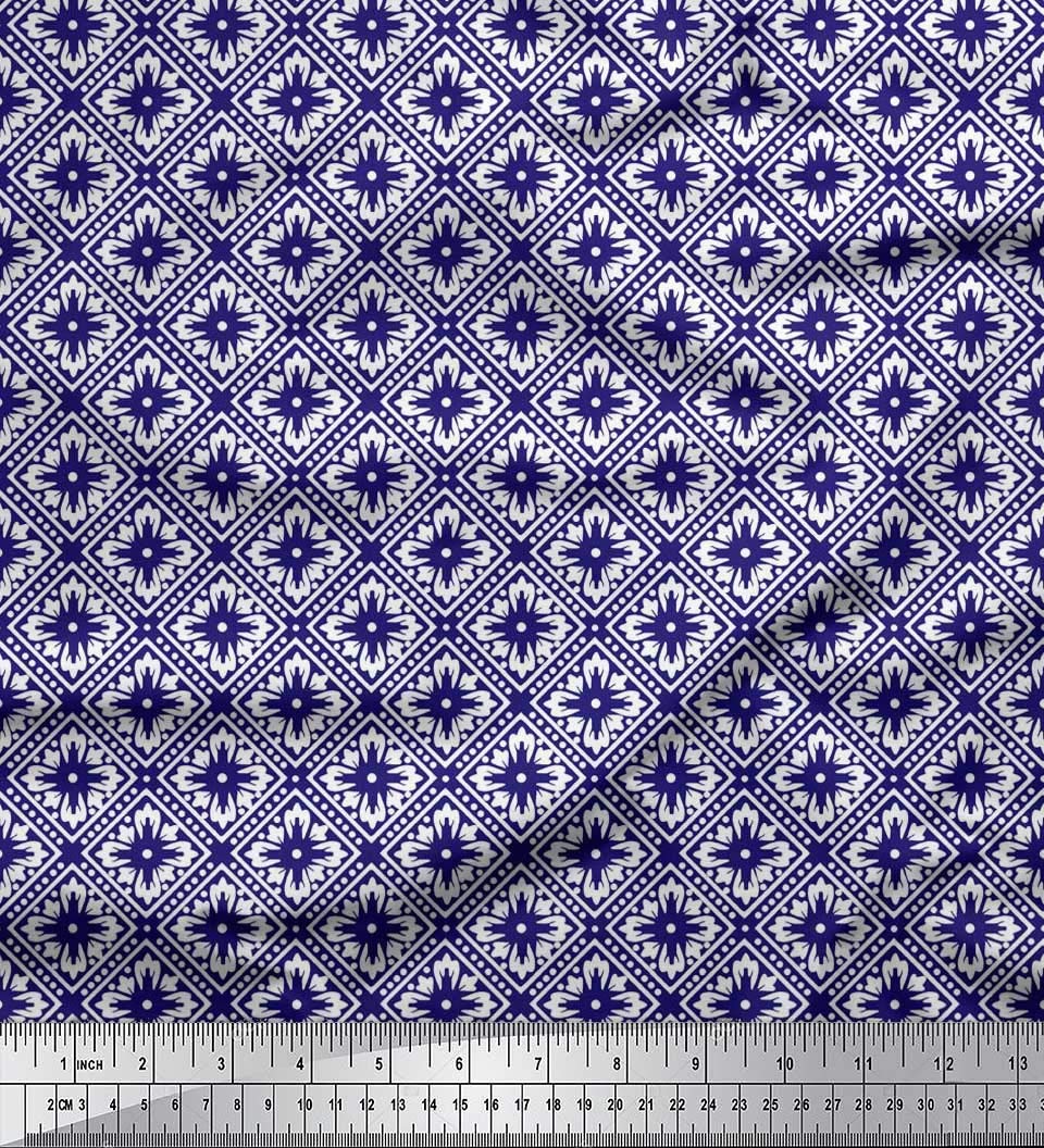 Soimoi Moss Georgette Brown Fabric by The Yard - 42 Inch Wide Floral & Geometric Ethnic Printed Fabric for Dresses, Curtains, DIY Crafts & Home Decor - Lightweight & Versatile Material