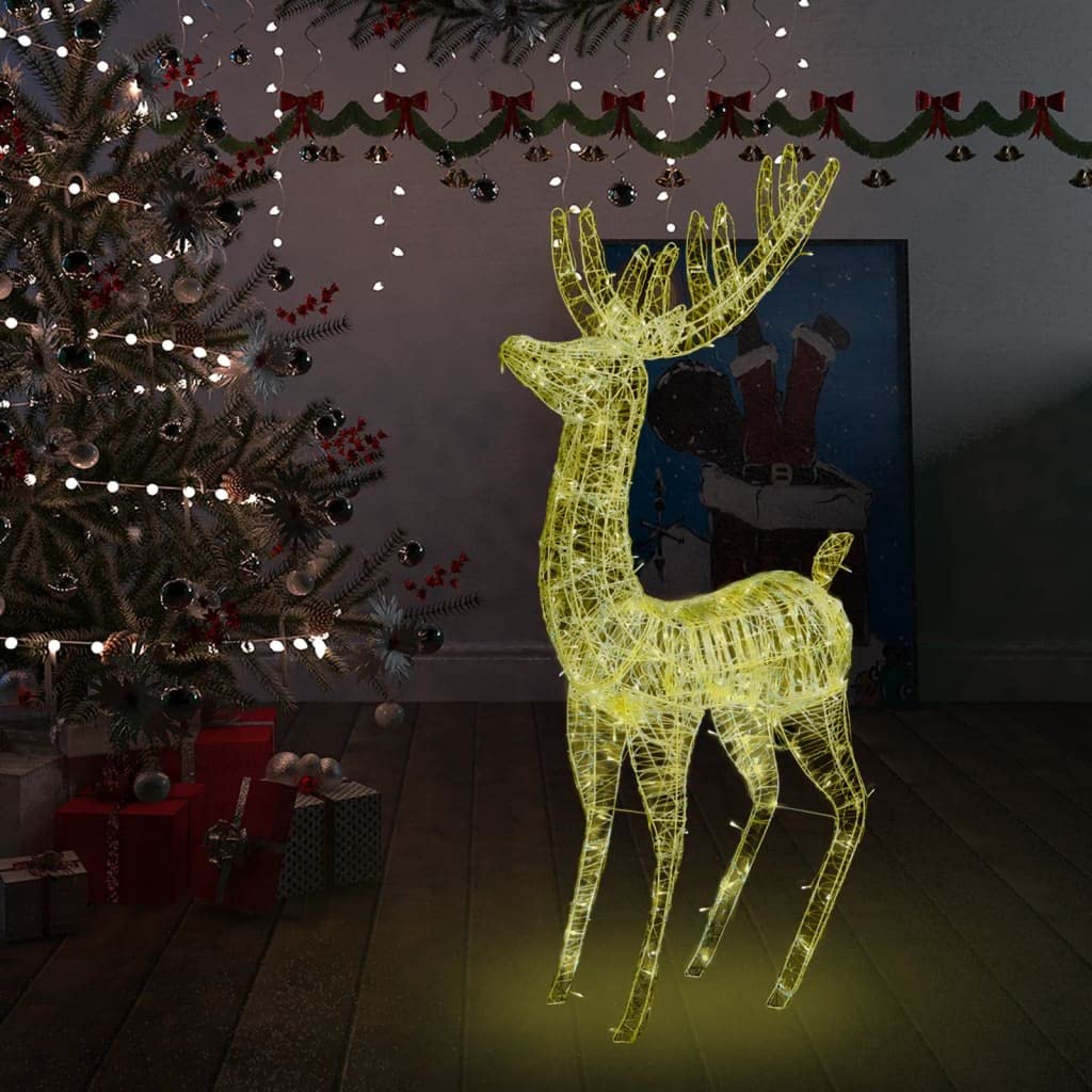 XXL Acrylic Christmas Reindeer Decorations - 250 LED Warm White Lighted Outdoor Yard Decor (70.9 Inches) - Rattan Style Holiday Reindeer for Porch, Garden & Lawn Christmas Decorating