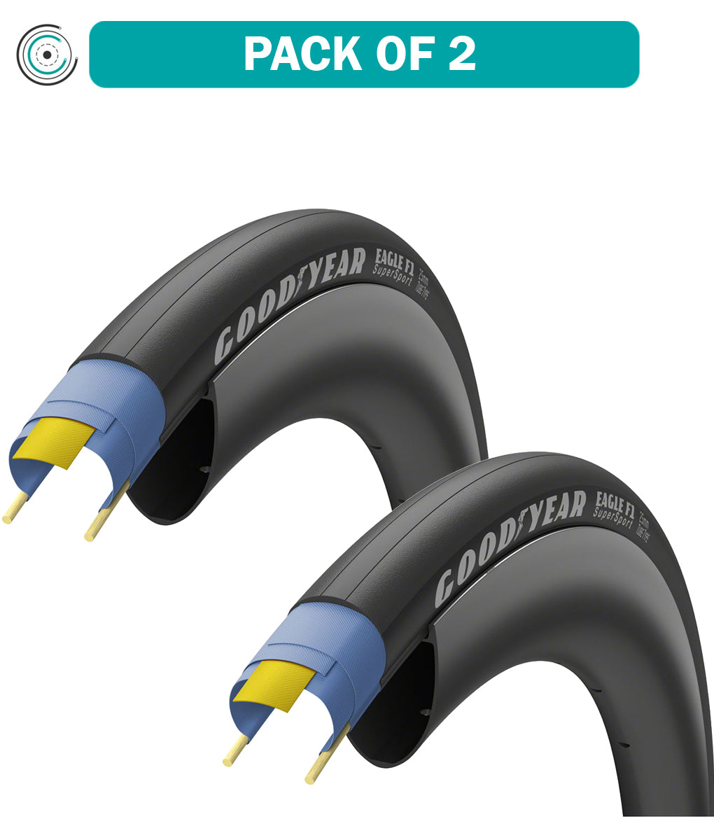 Goodyear Eagle F1 SuperSport 700x25 Clincher Folding Bike Tires - 2 Pack, Black (GR.011.25.622.V001.R) - High-Performance Road Cycling Tires for Racing & Training