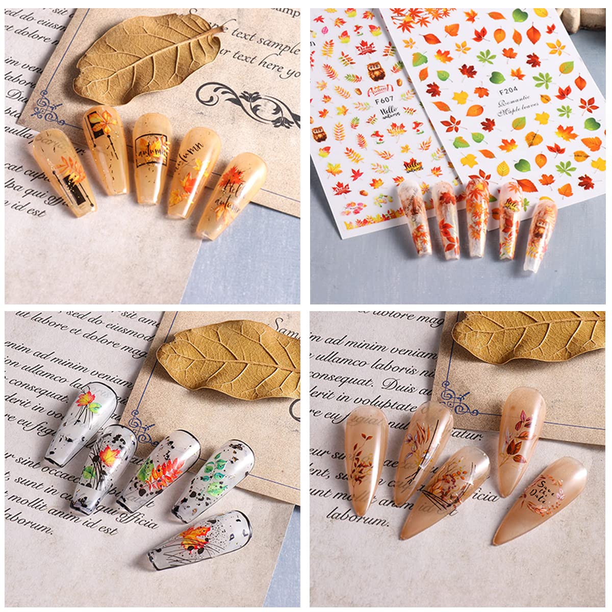 3D Fall Maple Leaf Nail Stickers - Autumn DIY Manicure for Women