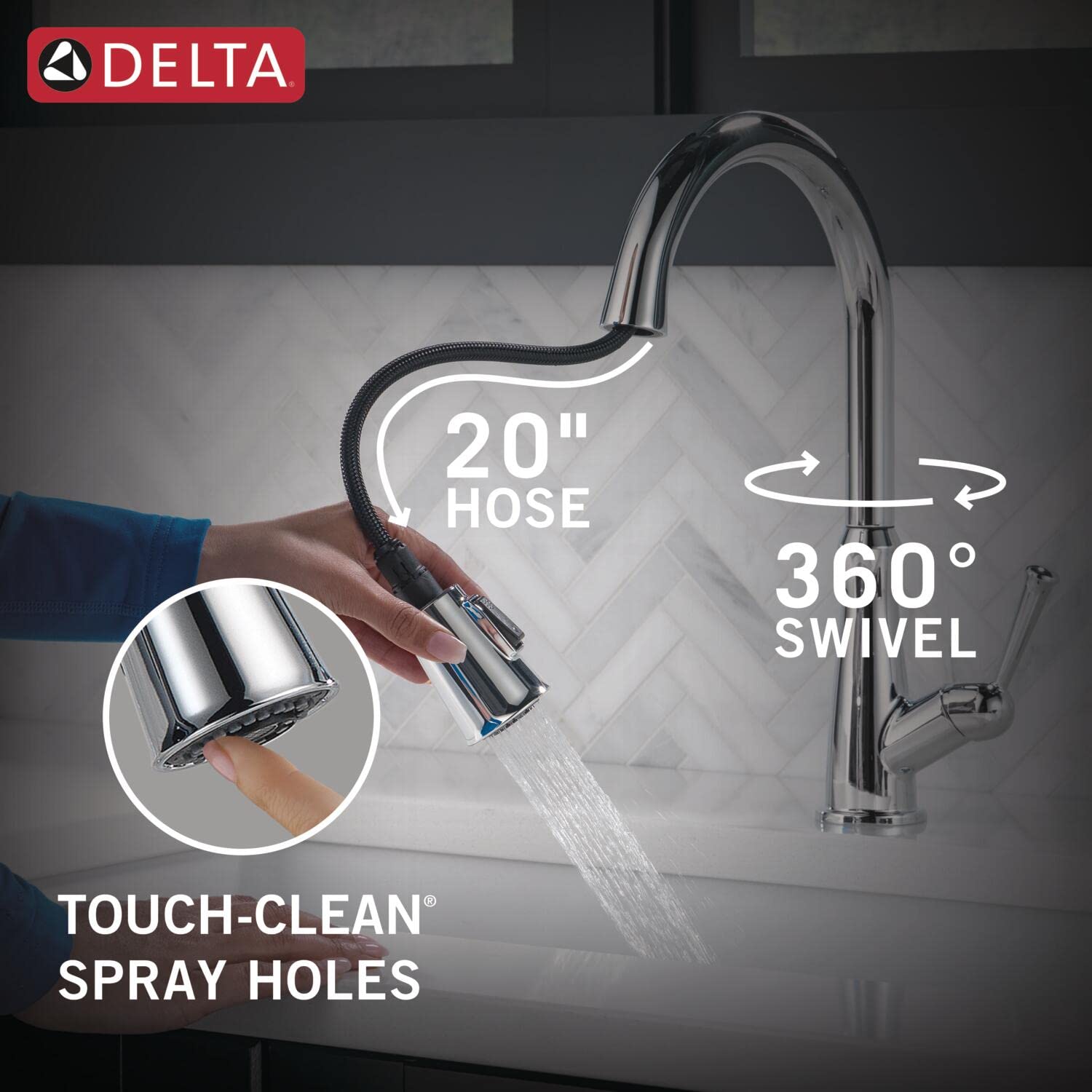 Delta Faucet Westville Pull-Down Kitchen Faucet in Chrome - Magnetic Docking Spray Head, High-Arc Design for Easy Washing | Perfect for Modern Kitchens, Large Pots Cleaning & Busy Home Cooks