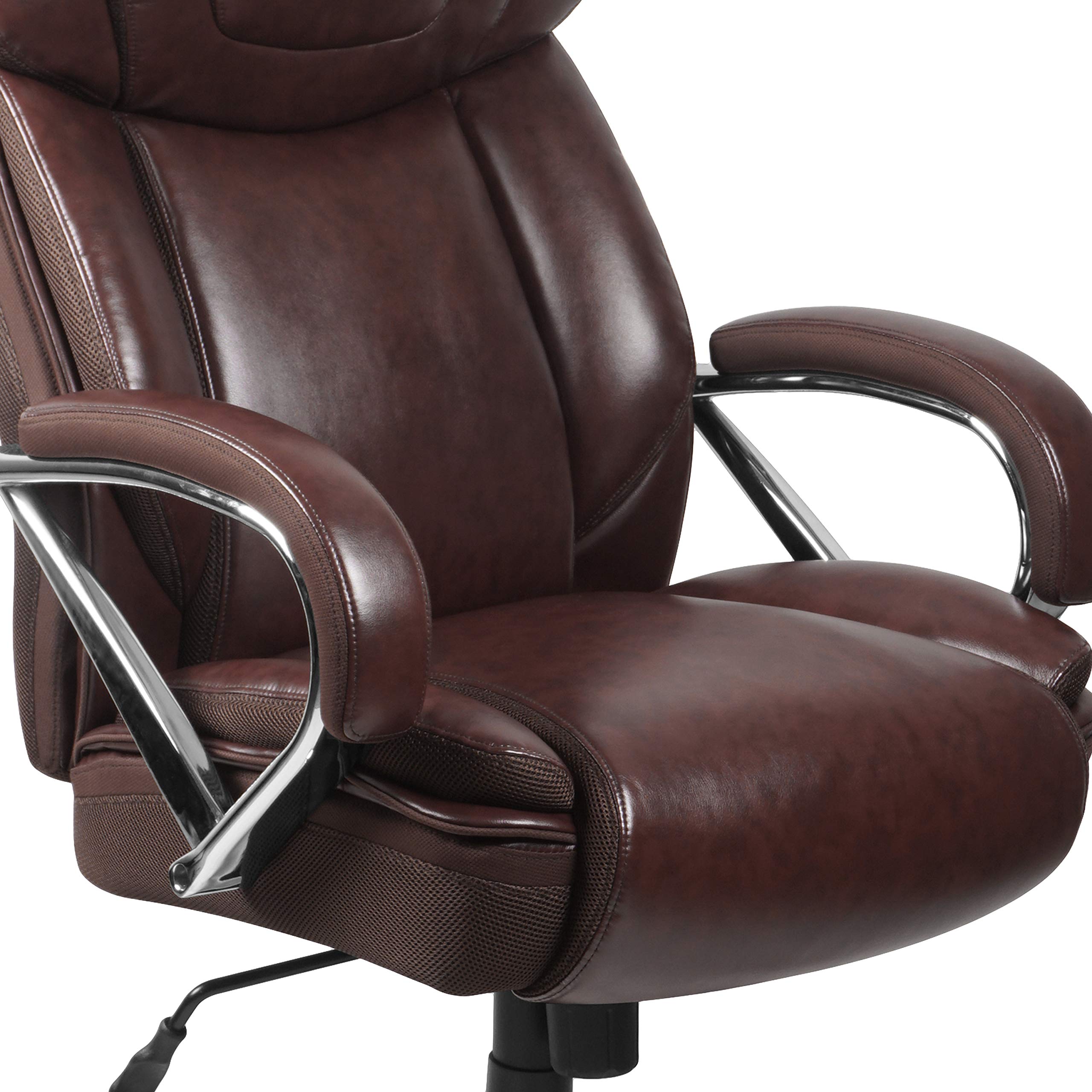 500 lb. Capacity Big & Tall Brown LeatherSoft Ergonomic Office Chair with Extra Wide Seat - Heavy Duty Executive Desk Chair for Large Men & Plus Size Adults - Perfect for Home Office, Gaming & Workspace