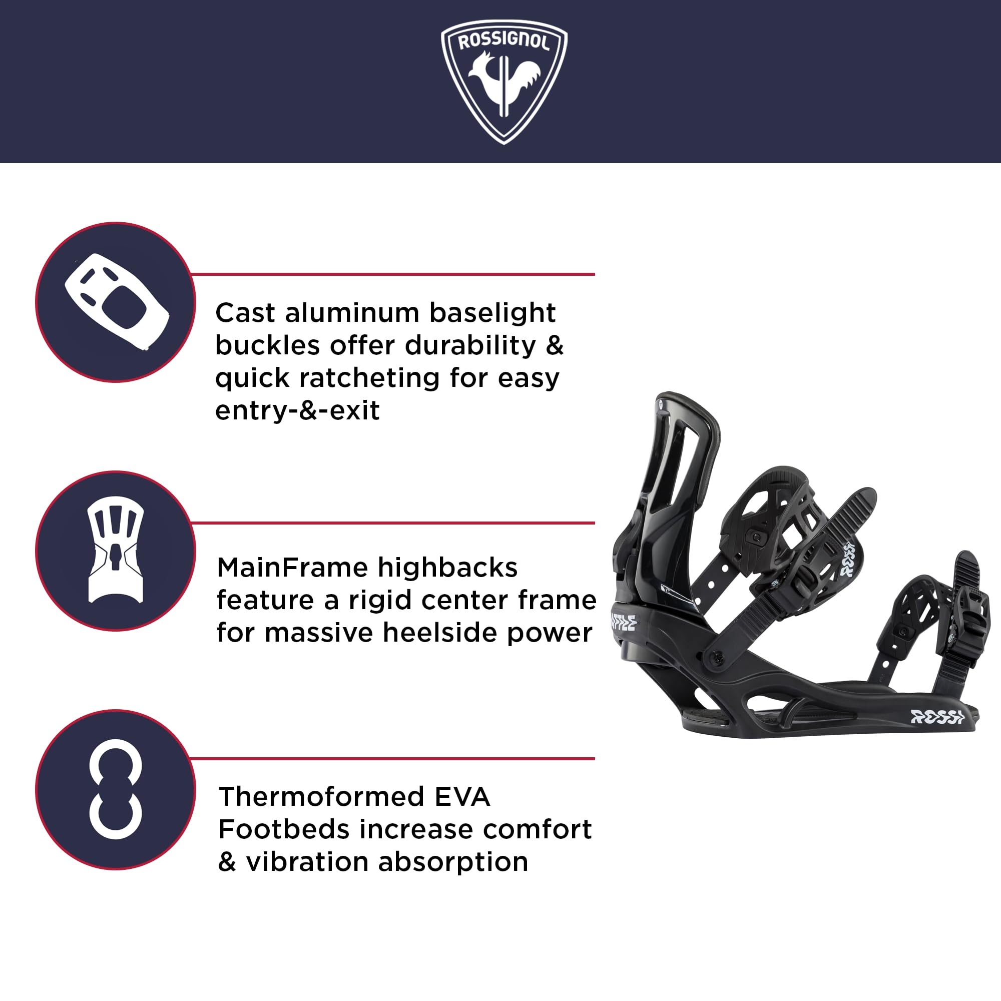 Rossignol Battle Snowboard Bindings for Men & Women - All-Mountain Freestyle Snowboarding for Beginners & Advanced Riders