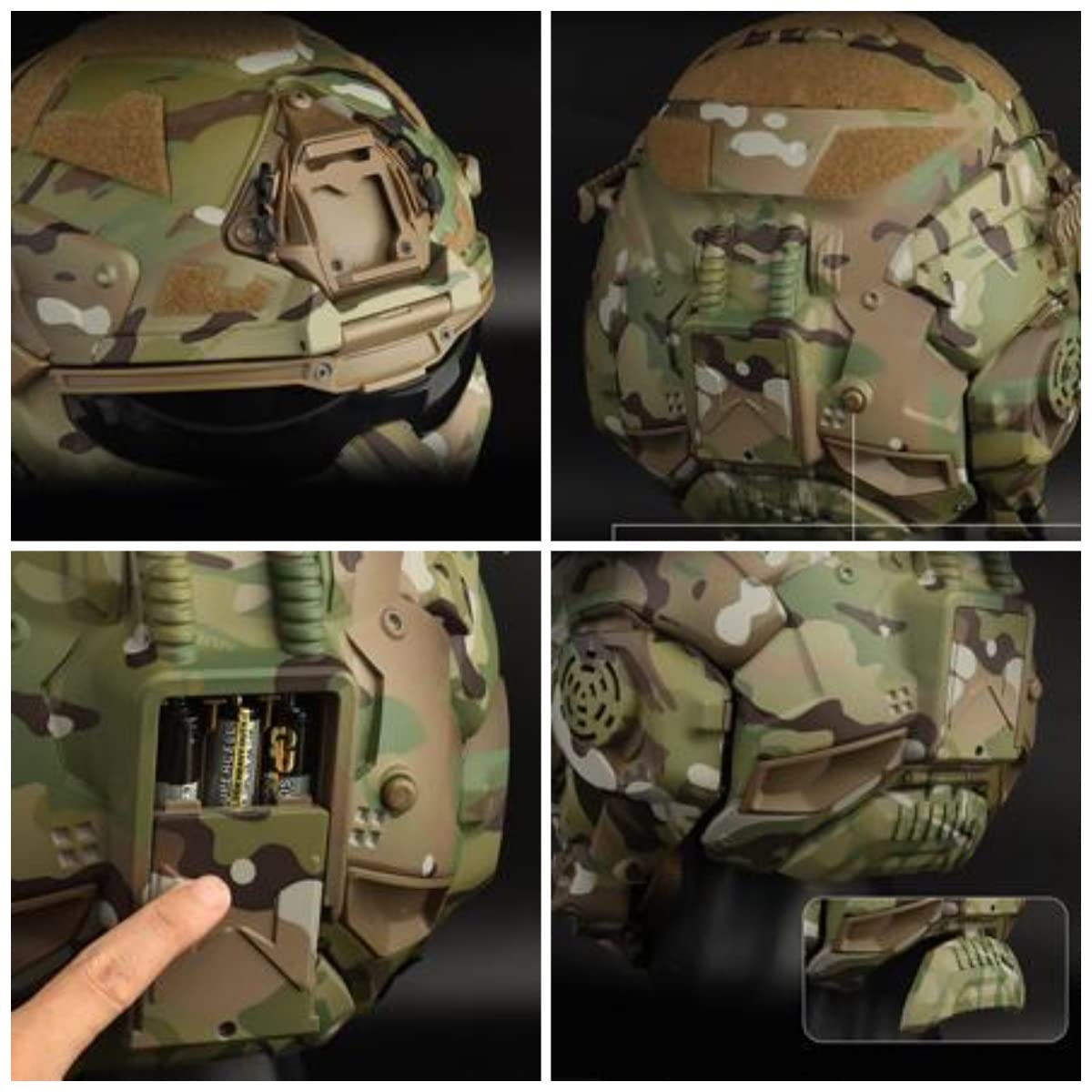 Tactical Airsoft Helmet with Built-in Headset & Anti-Fog Fan - Adjustable Sliding Goggles for Military Simulation, Outdoor Sports & Airsoft Games