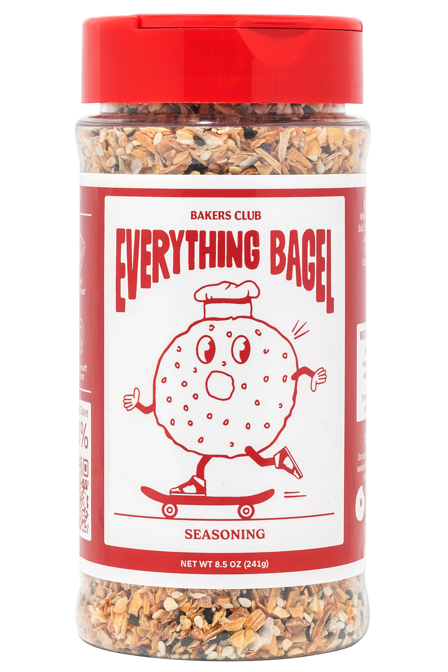 Bakers Club 8.5oz Everything Bagel Seasoning - New York Style Spice Blend with Garlic, Onion, Sesame Seeds, Poppy & Salt - Perfect for Bagels, Avocado Toast, Eggs, Pretzels, Popcorn & Hummus - Great for Breakfast, Snacks & Party Platters