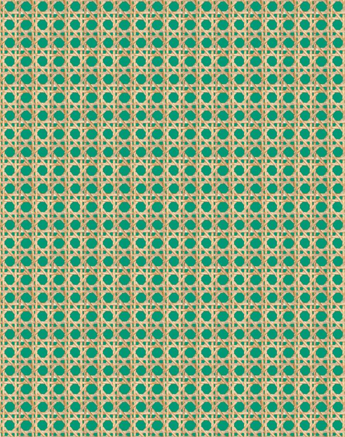 Wallshoppe Faux Caning Wallpaper - Emerald Green Peel and Stick Wallpaper for Bedroom, Living Room, and Bathroom Decor