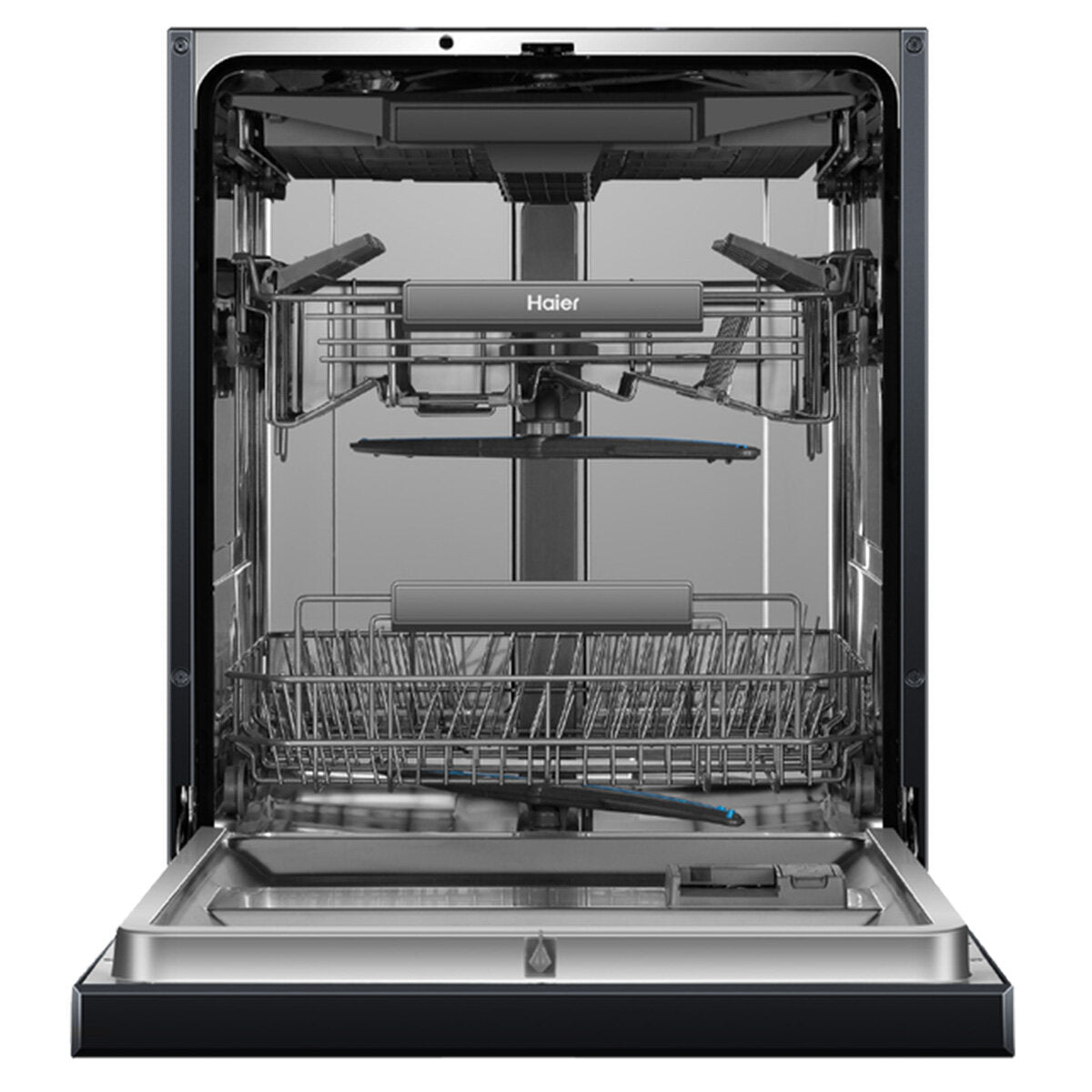 Haier HDW15U3B1 600 Series Built-In Dishwasher with Steam Function - Black Stainless Steel | Energy Efficient for Small Kitchens & Apartments