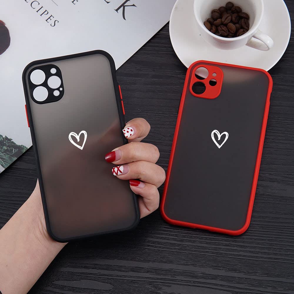 YTanazing Love Hearts Clear Frosted iPhone 12 Pro Max Case - Reinforced Camera Protection, Soft TPU Silicone Slim Cover for Women & Girls (Black) | Perfect for Everyday Use, Gift Giving & Style Protection