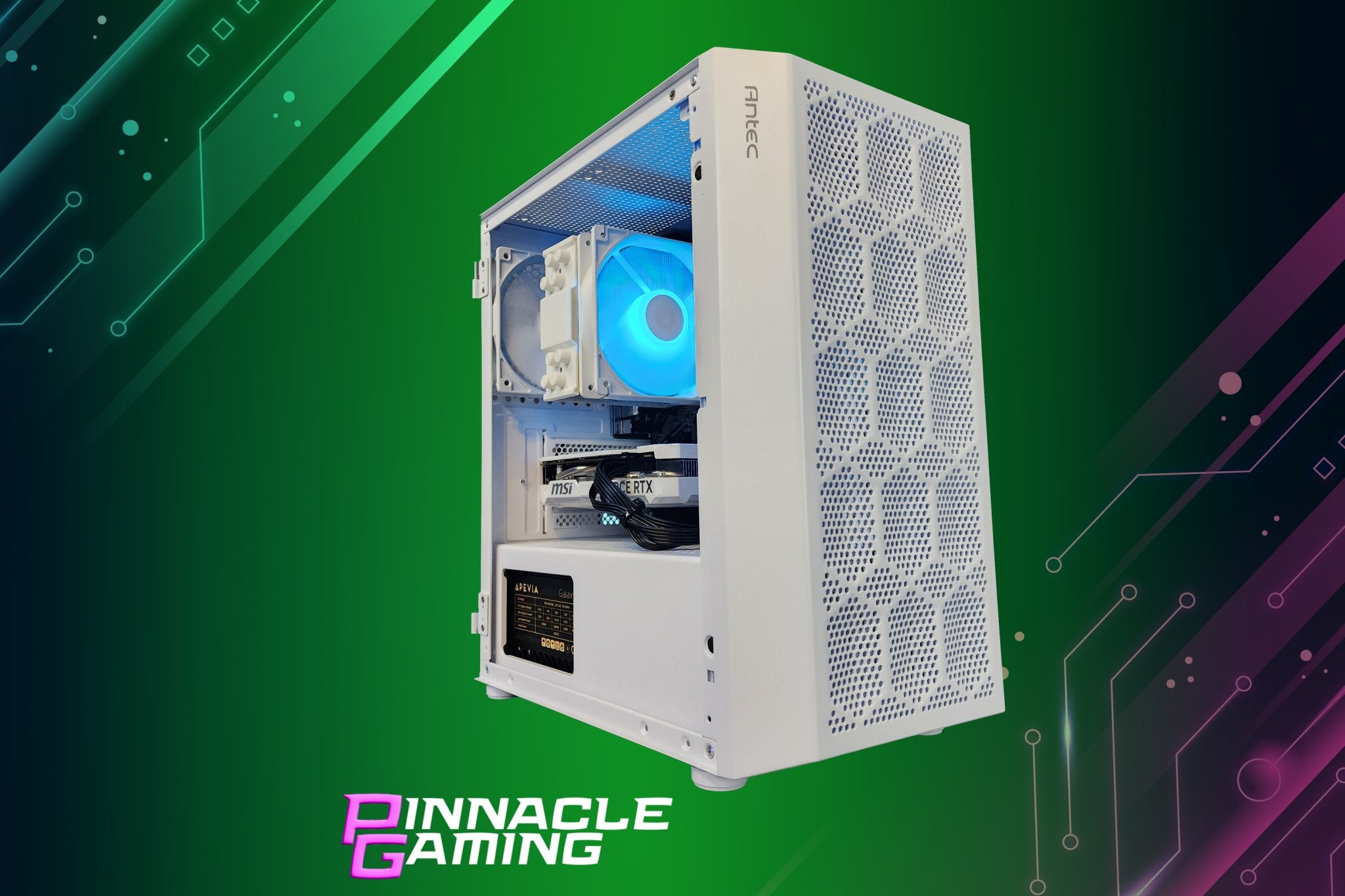 Custom Gaming PC with Ryzen 3, 1TB SSD, 16GB DDR4 RAM, RTX 5060, WiFi - White NX200M A520 - Perfect for Esports, Streaming & High-Performance Gaming