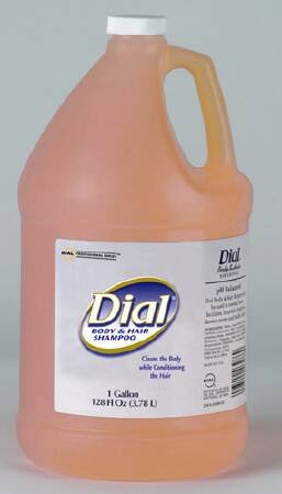 Dial Peach Scent Shampoo and Body Wash, 128 oz Jug - Pack of 4 | Gentle Cleansing for Hair & Skin | Perfect for Gym, Travel & Family Use