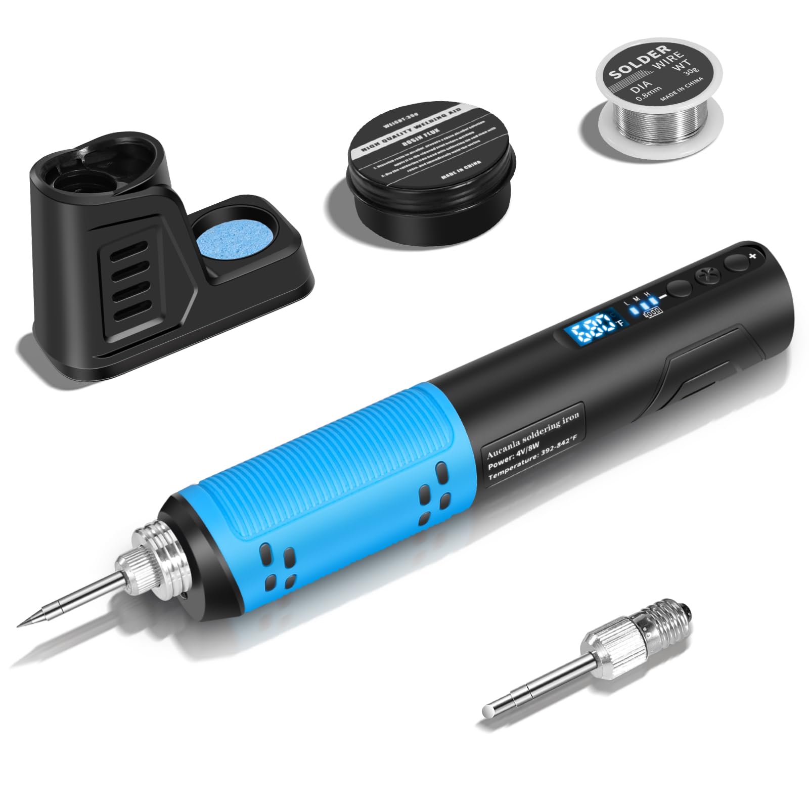 **Portable Cordless Soldering Iron Kit with Digital LED Screen & Adjustable Temperature (392-842°F) – USB Rechargeable Soldering Gun with LED Spotlight for DIY Electronics, Jewelry, and Home Repairs**