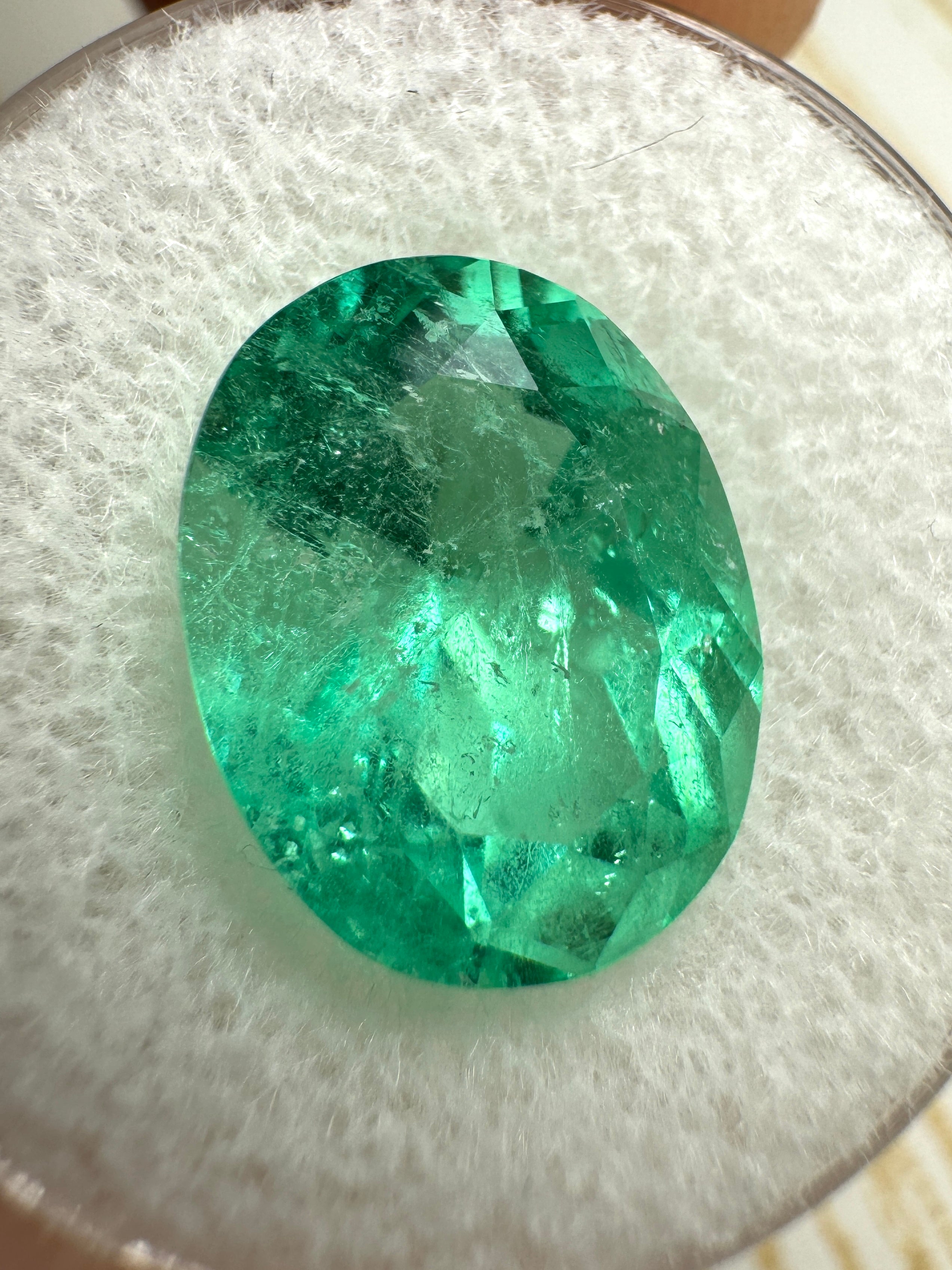 6.86 Carat 14x11mm Medium Spring Green Natural Loose Colombian Emerald Oval Cut Gemstone for Jewelry Making, Engagement Rings & Necklace Pendants
