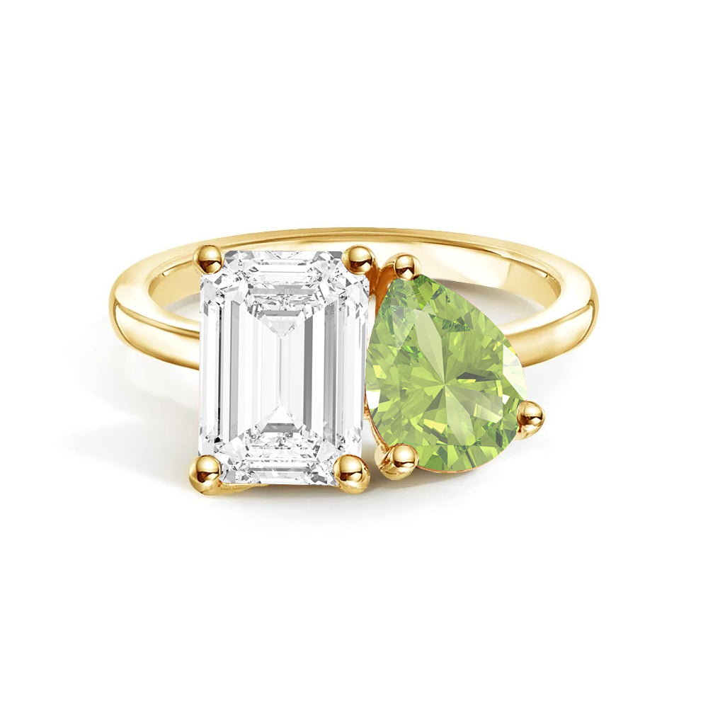 Personalized Toi et Moi Moissanite Birthstone Ring - Custom Anniversary Gift for Couples, Engagements & Romantic Occasions