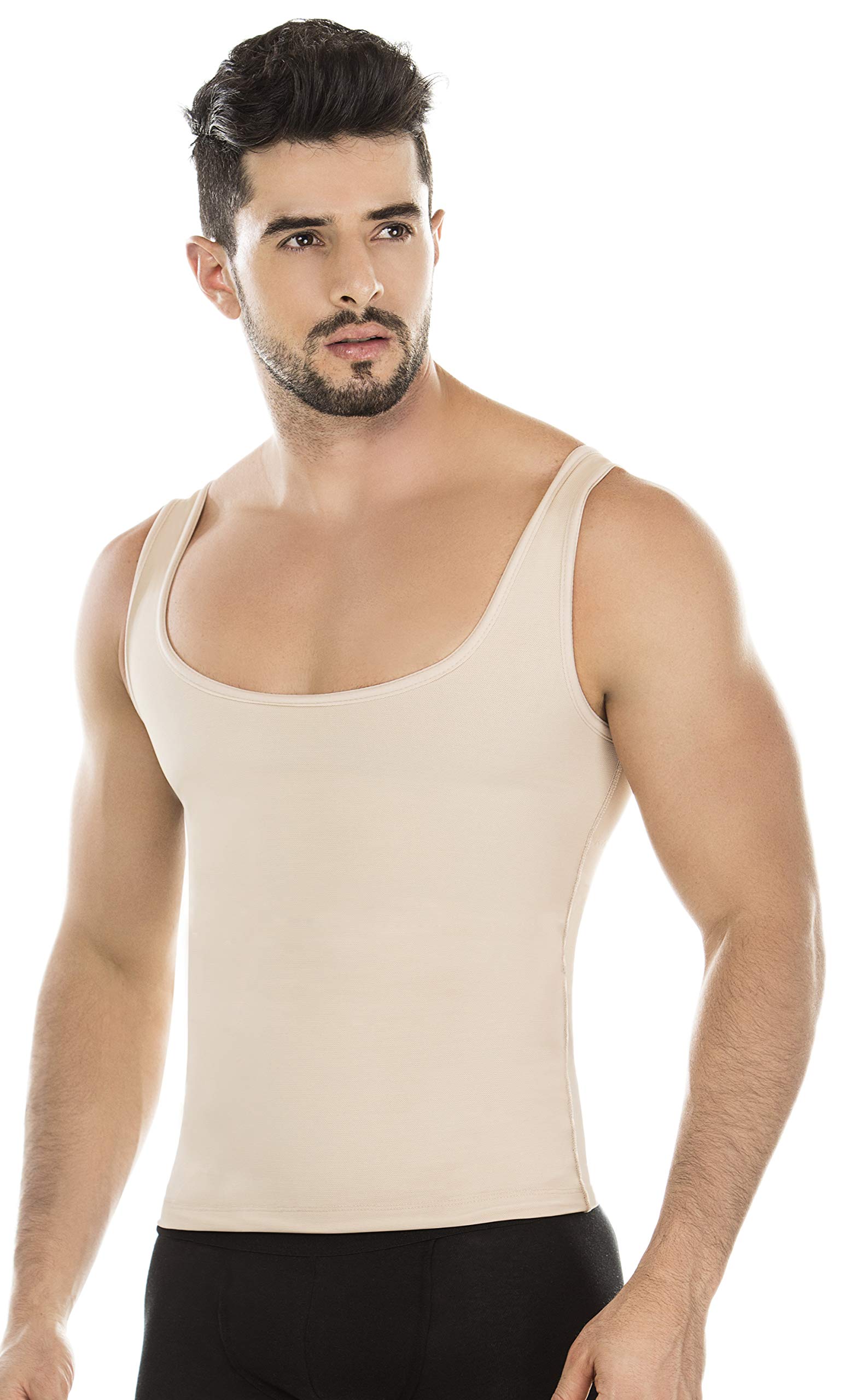 Premium Colombian Shapewear Vest for Men - High Abdomen Compression Shirt - Fajas Colombianas - Slimming & Posture Support for Workouts & Daily Wear