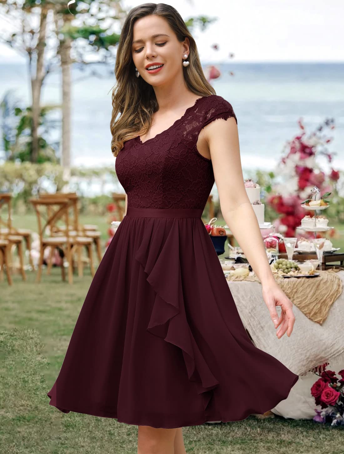 Wedtrend Women's Short Prom Dress 2024 - Floral Ruffle Bridesmaid & Wedding Guest Cocktail Dress for Homecoming, Party & Special Occasions
