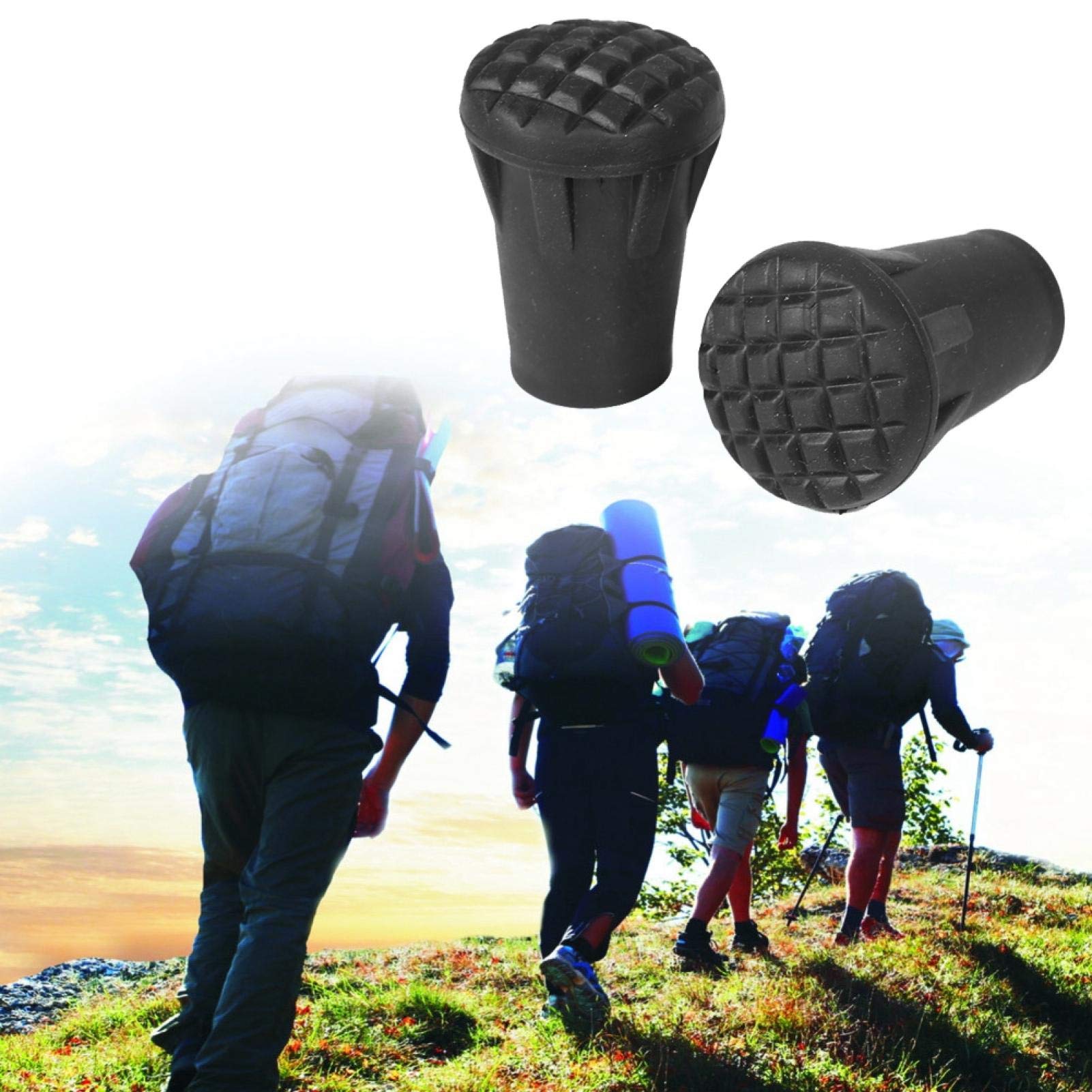 Premium Rubber Walking Cane Tips & Hiking Pole Replacement Accessories - Non-Slip Cane Tips for Outdoor Trekking, Hiking, Elderly Support & Mobility Aid - Durable Walking Stick End Covers for Safety & Stability