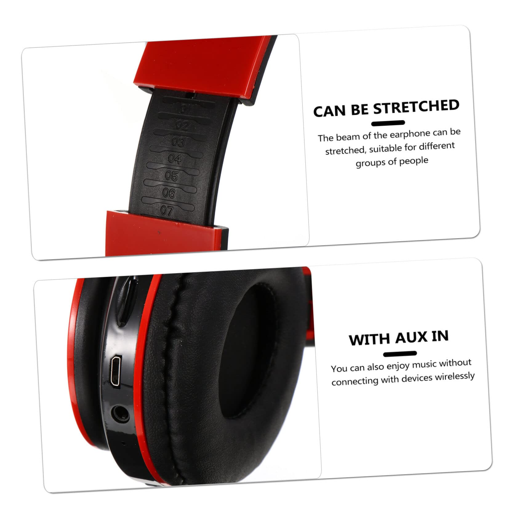Lurrose Wireless Cat Ear Headphones with LED Lights - Foldable Over-Ear Bluetooth Headset for Laptop, PC, Gaming & Music (Red) | Perfect for Streaming, Cosplay & Gift Giving