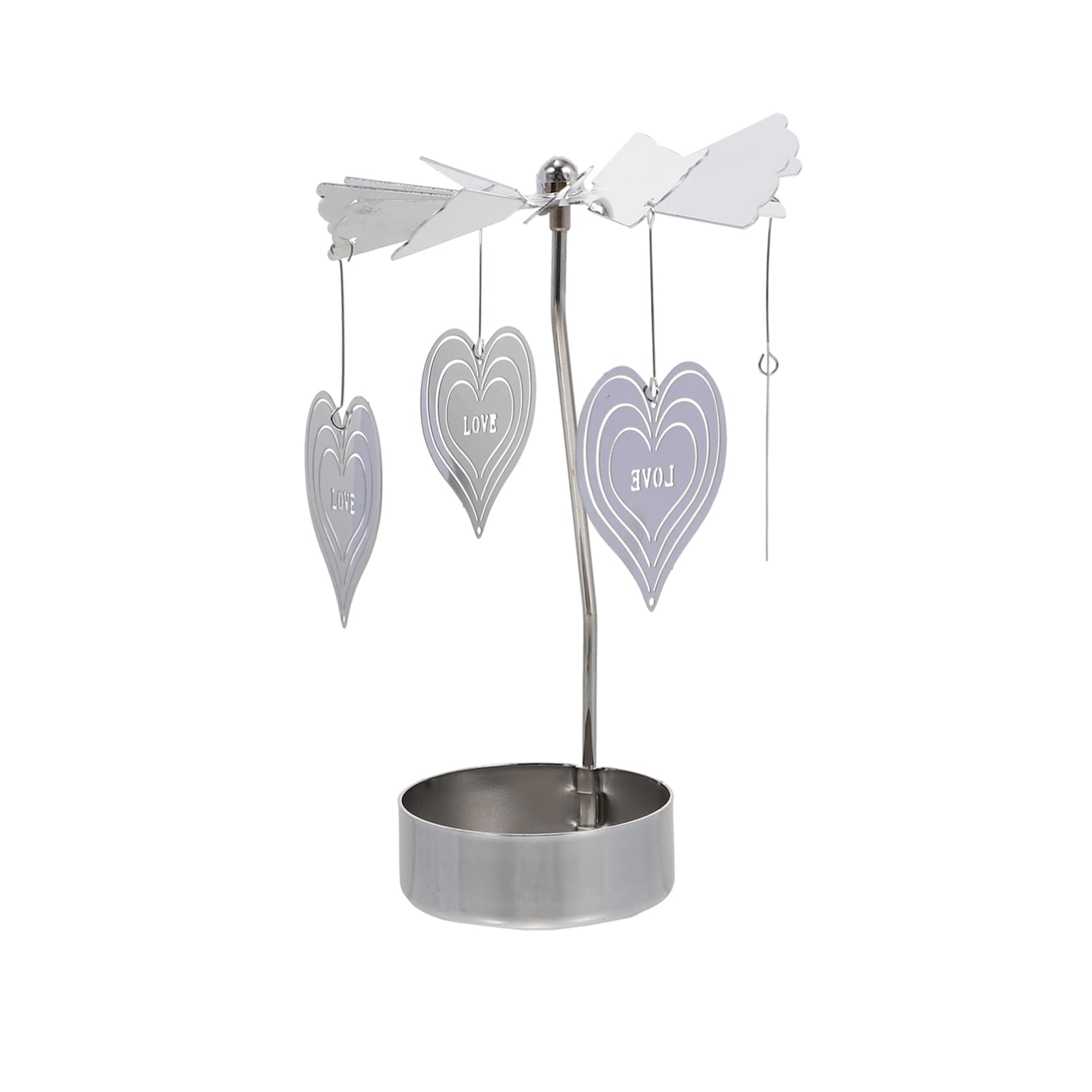 Mobestech Rotary Candle Holder - DIY Love Heart Spinning Tealight Candle Stand - Metal Rotating Candlestick for Valentine's Day, Wedding, Anniversary & Romantic Dinner Centerpiece Decor - Perfect for Tabletop, Home Decor and Gift Giving