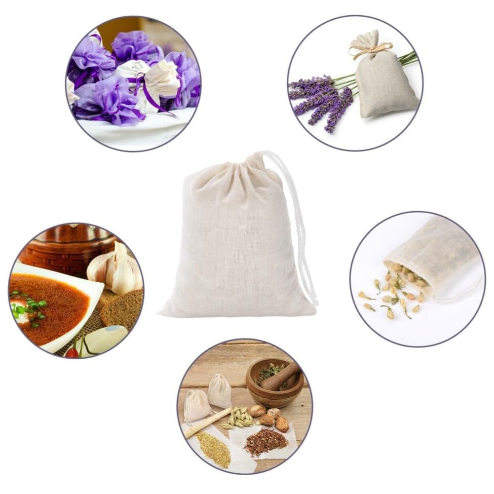 50PCS Drawstring Cotton Muslin Bags - 5x7 Inch Natural Fabric Favor Bags for Wedding, Party, Christmas, Tea, Jewelry & DIY Crafts - Perfect for Gift Wrapping, Party Favors & Small Item Storage