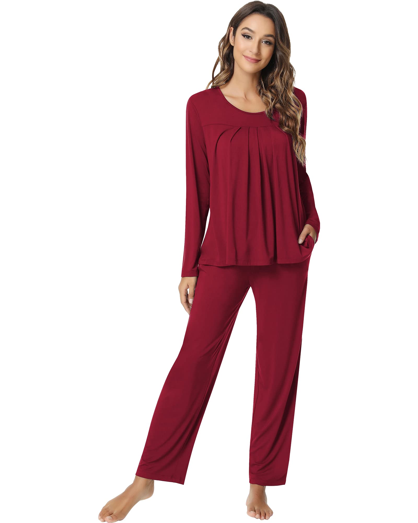 Bamboo Viscose Pajamas for Women - Long Sleeve Comfy Loungewear for Sleep & Relaxation
