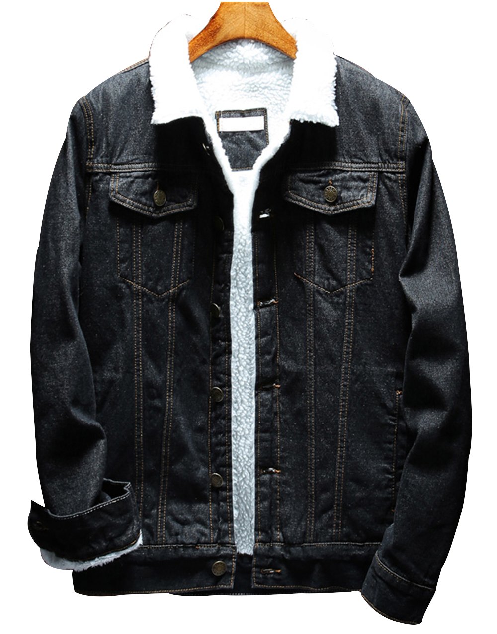 Trendy Vintage Quilted Denim Jacket for Men - Cool Fleece-Lined Jean Coat | Casual Outwear for Fall & Winter, Streetwear Fashion