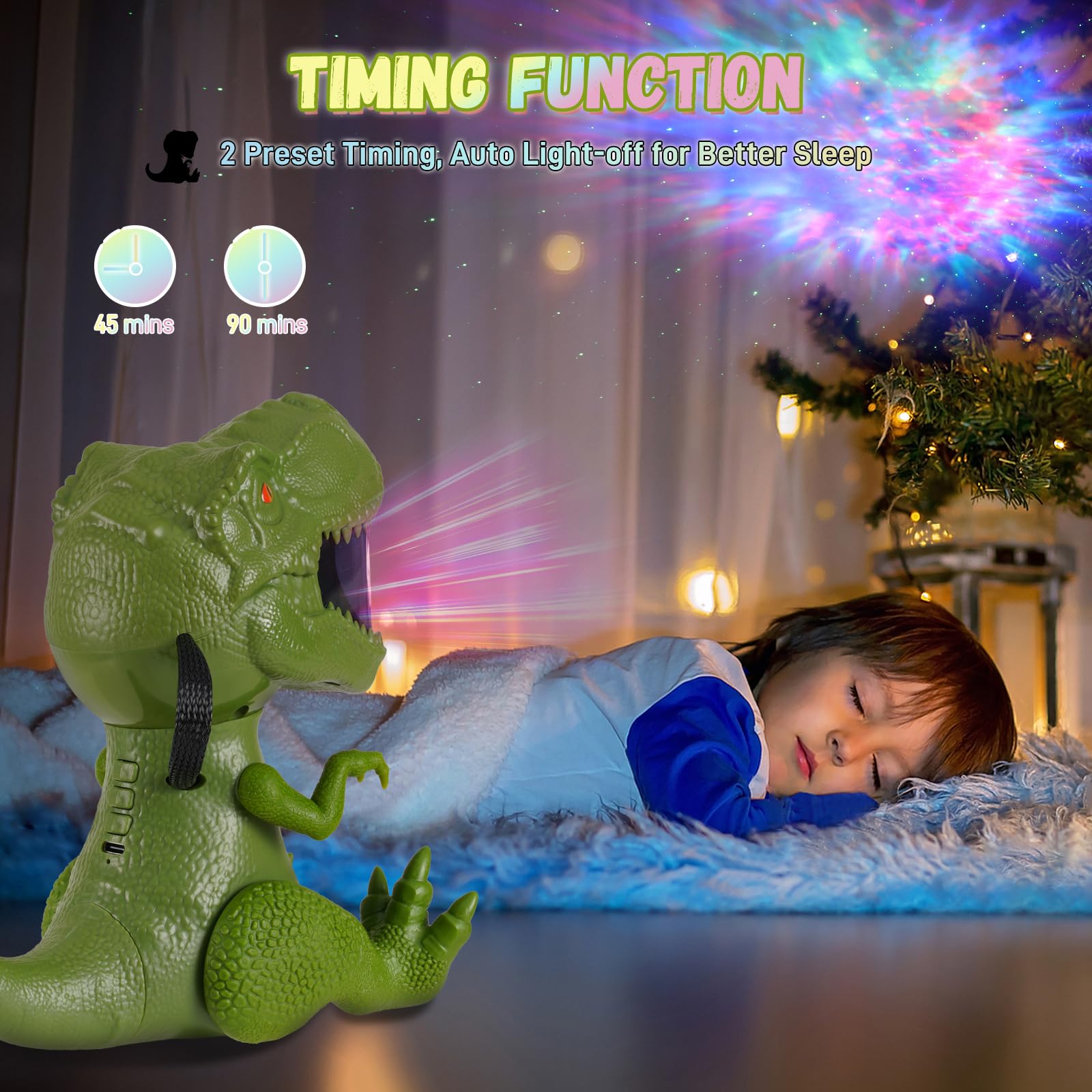 Dinosaur Galaxy Projector Night Light for Kids - Star Projector with Timer, 3D Playable Dinosaur Decor for Bedroom, Nursery & Living Room | Perfect for Sleep Aid, Birthday Gifts & Christmas Surprise