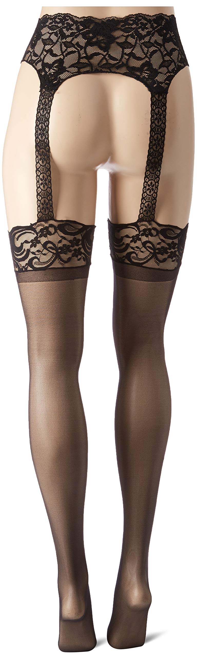 Leg Avenue Women's Sheer Stockings with Attached Garter Belt - Sexy Lingerie for Valentine's Day, Bridal, Boudoir & Special Occasions