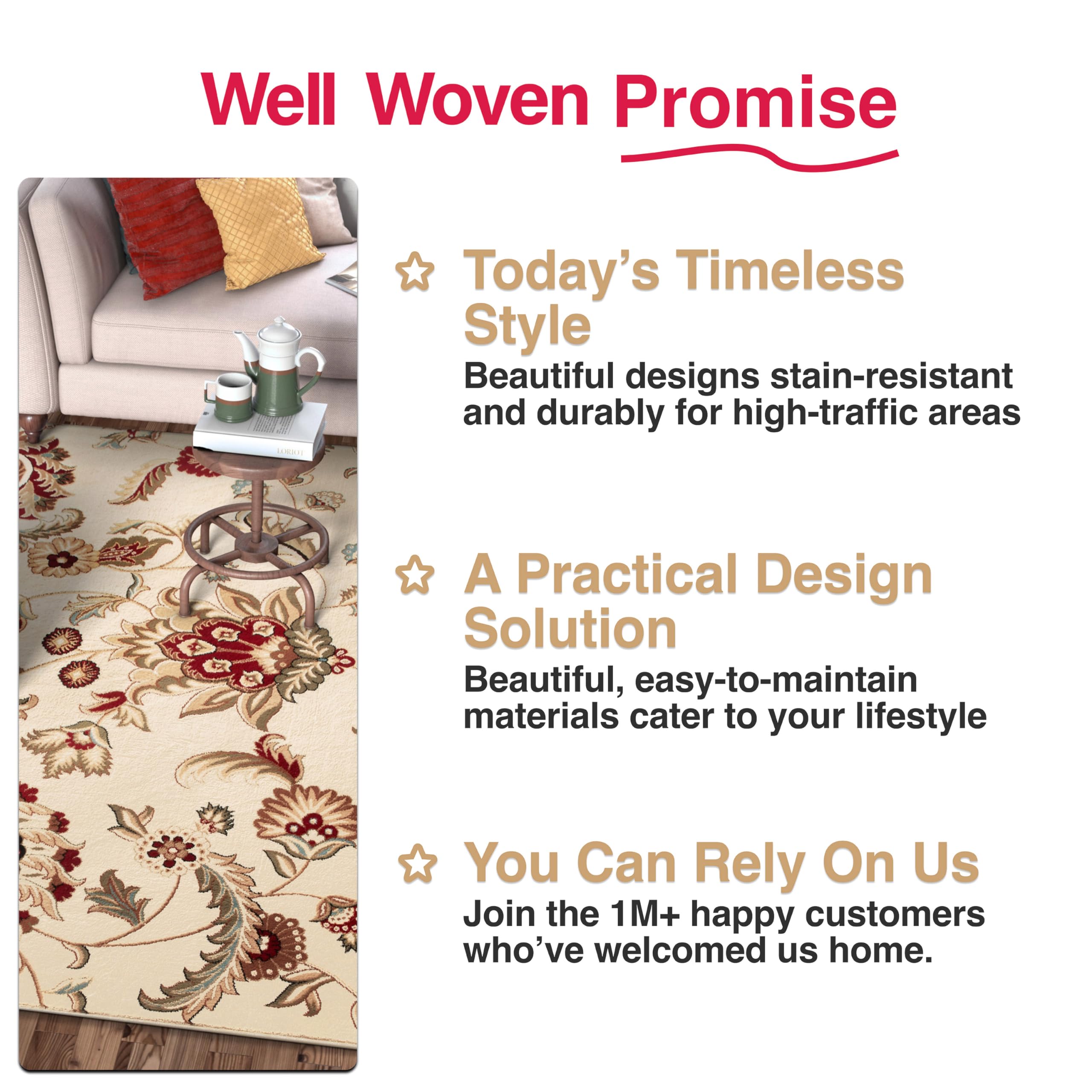 Well Woven Barclay Collection Ashley Oriental Ivory 8x10 Area Rug - Soft Modern Boho Rug for Living Room, Bedroom, Dining Room - Perfect for Home Decor, Apartment & Office Spaces