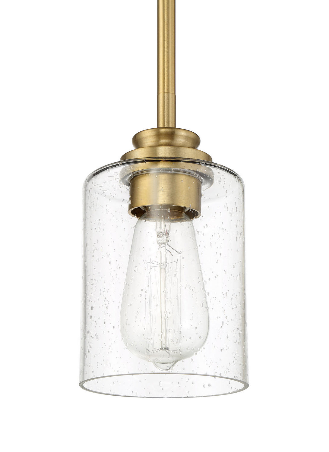 Bolden One Light Mini Pendant Light Fixture in Satin Brass - Perfect for Kitchen Island, Dining Room, or Entryway Lighting