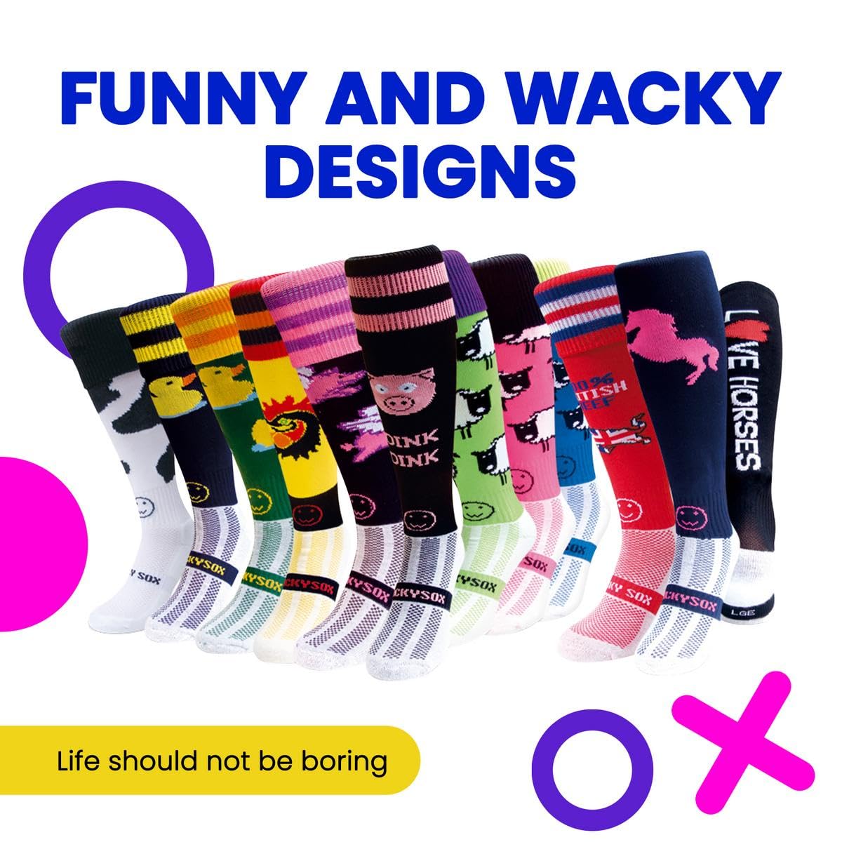 WackySox Tour Rugby Socks for Men & Women - Durable Hockey, Running & Sports Socks - Perfect for Rugby Matches, Hockey Games & Athletic Training
