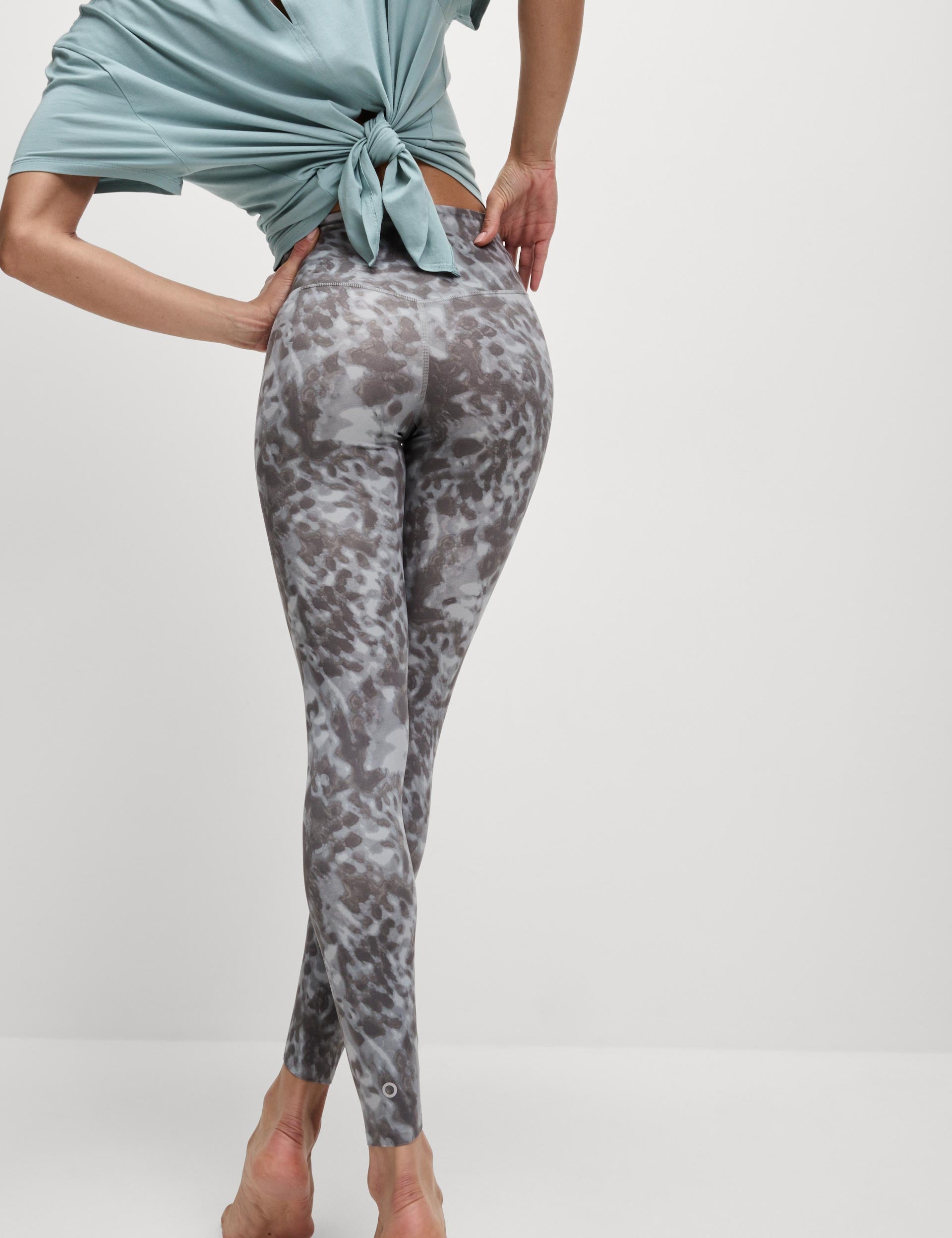 Go Balance Printed High Waist Yoga Leggings for Women - Grey Mix - Comfortable Workout Pants for Yoga, Gym & Running