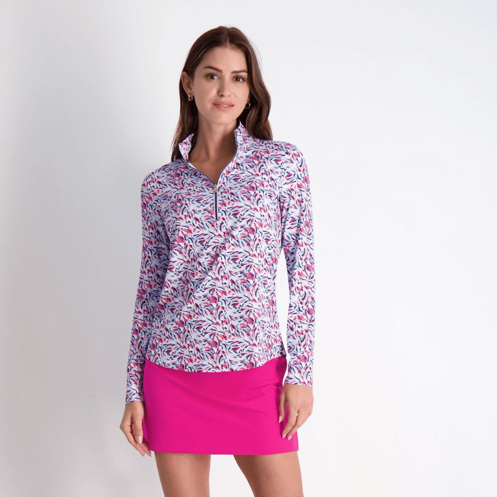 Elsie Zip Mock Neck Blouse - Women's Elegant Office Wear & Casual Tops for Work, Party, and Everyday Outfits