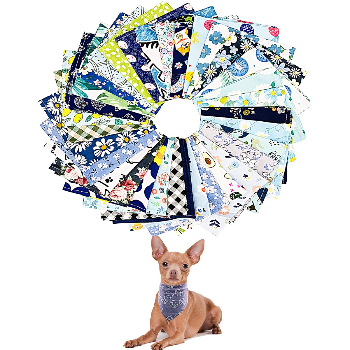 50pcs Bulk Washable Cotton Dog Bandanas for Small Medium Dogs & Cats - Triangle Head Scarves Bibs for Puppies Grooming & Photo Props - Perfect for Pet Shows, Birthday Parties & Daily Fashion Accessories