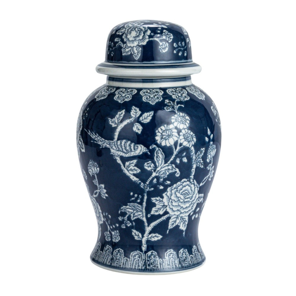 Hand Painted Blue & White Ginger Jar - Vintage Ceramic Vase for Home Decor, Wedding Centerpiece & Asian-Inspired Interior Design