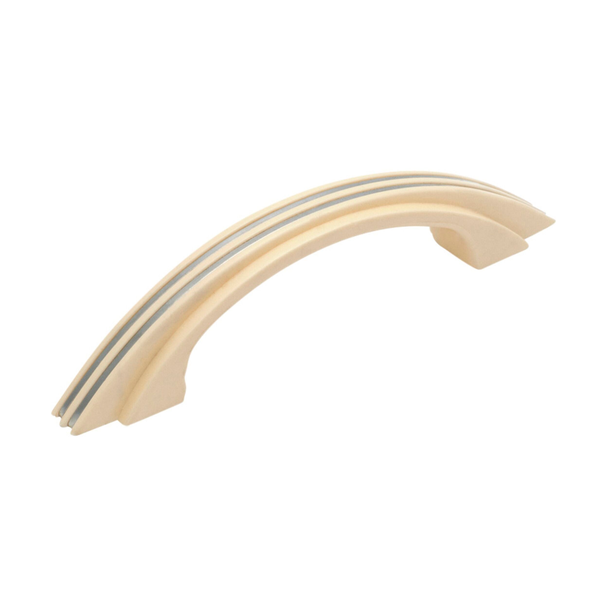 Vintage Plastic Cabinet Pull Handle - Retro Ivory & Chrome Finish - 130mm Length x 20mm Width x 29mm Projection - Perfect for Kitchen Cabinets, Dressers & Furniture Drawers