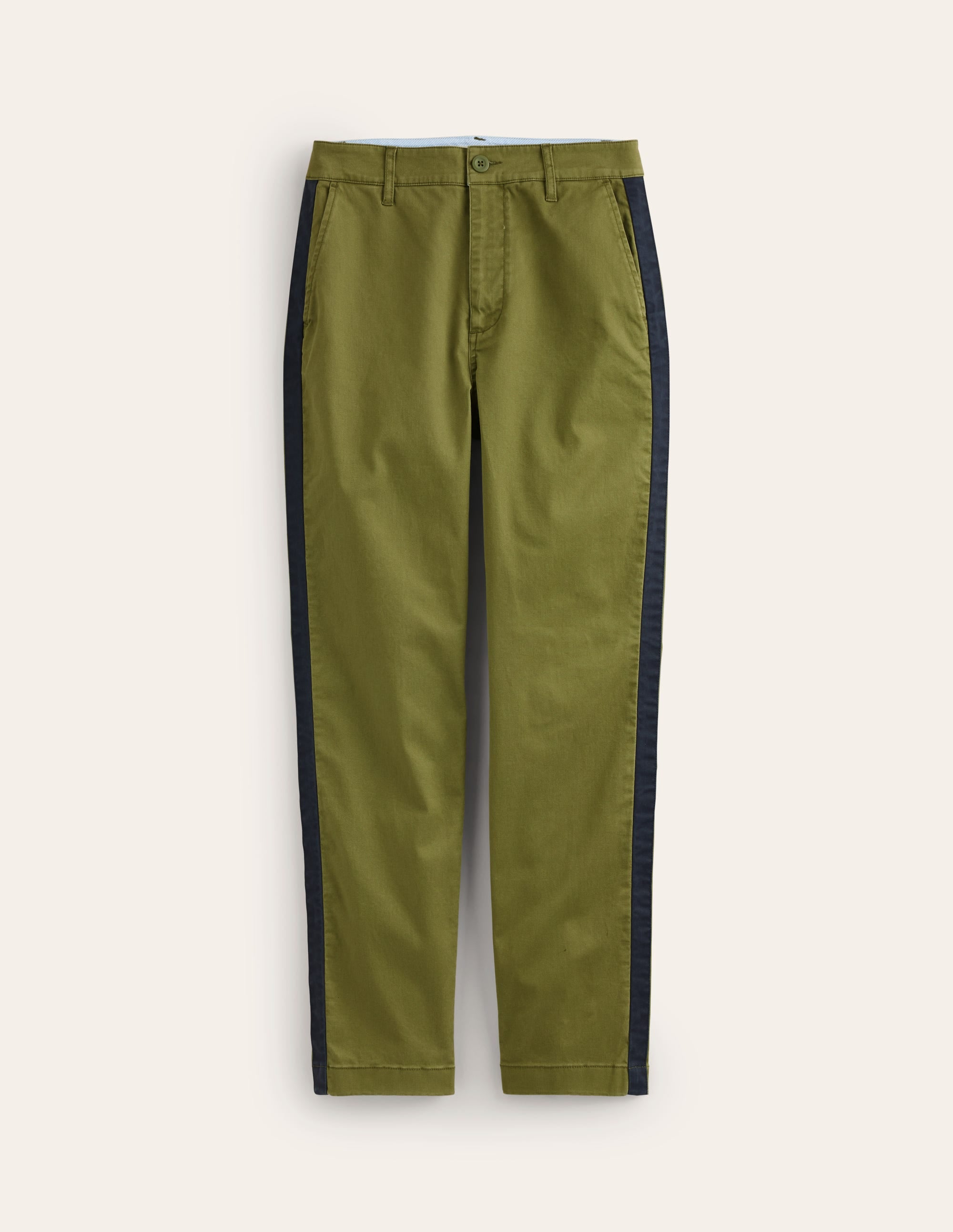 Barnsbury Men's Chino Pants - Khaki & Navy with Side Stripe | Comfortable Casual Dress Pants for Office, Travel & Everyday Wear