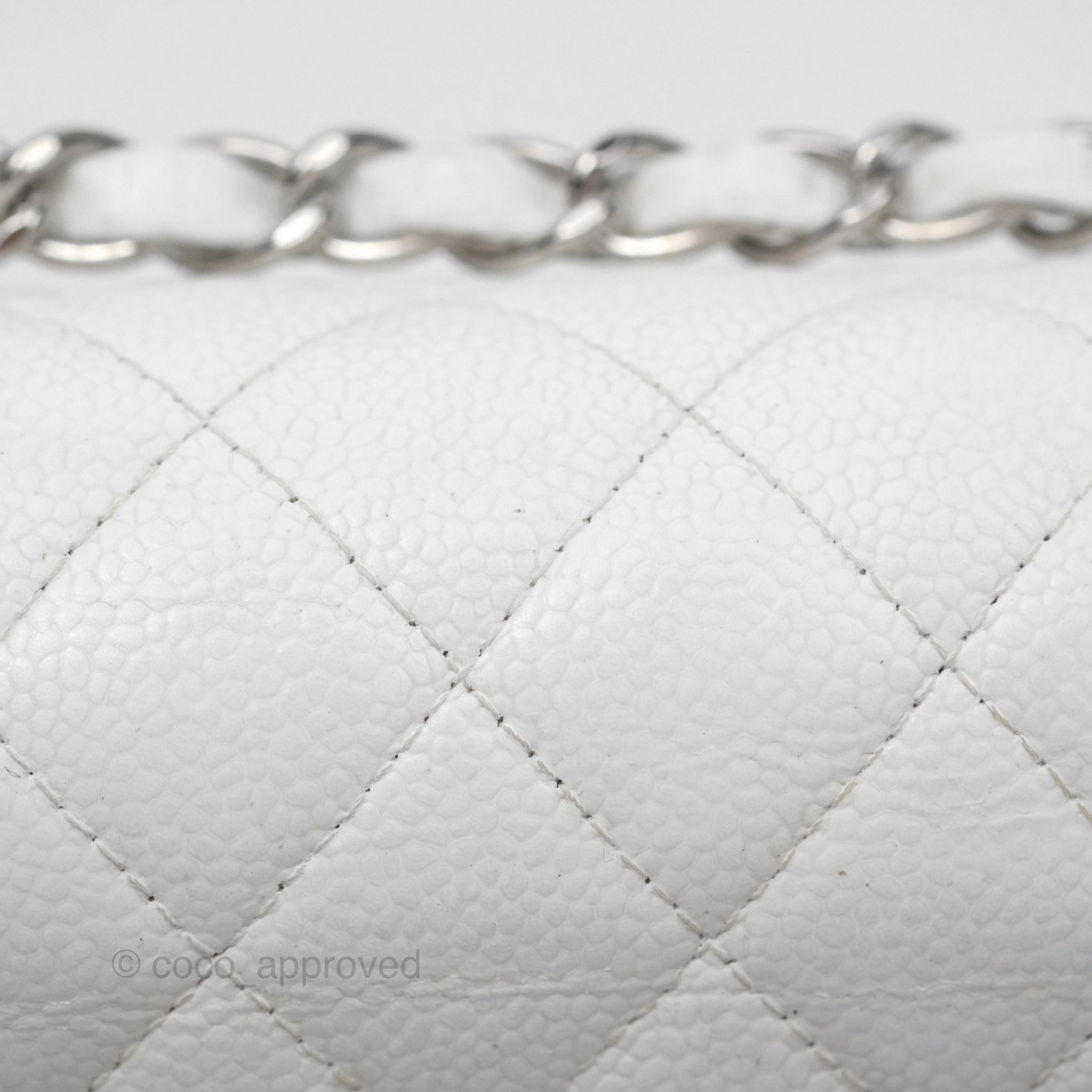 Chanel Classic Medium Double Flap Bag in White Caviar Leather with Silver Hardware - Luxury Handbag for Women, Perfect for Parties, Weddings & Everyday Elegance