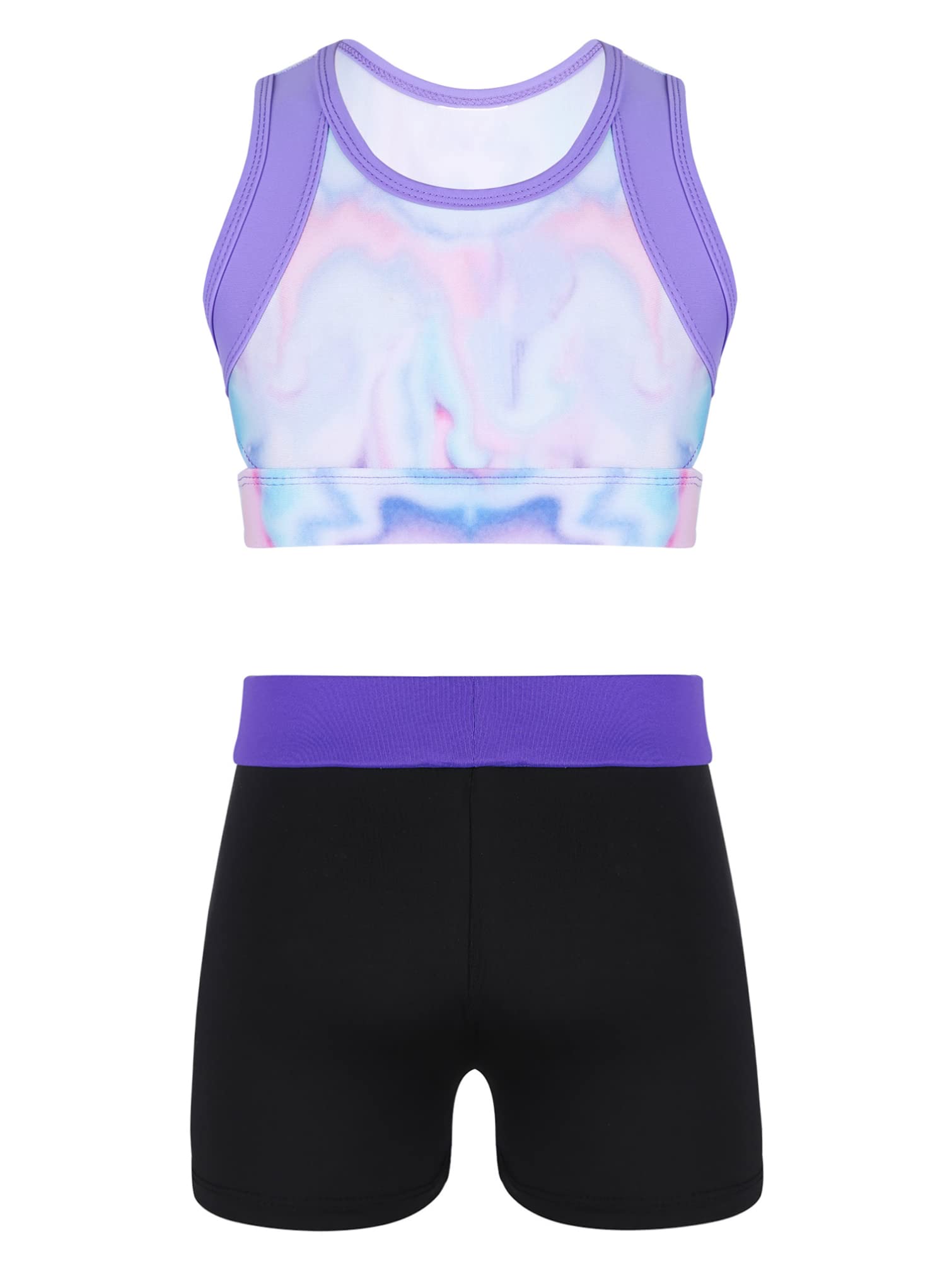 TiaoBug Girls' 2-Piece Swimsuit & Activewear Set - Crop Top and Shorts for Dance, Sports, Gym, Yoga, and Beach Play | Perfect for Summer Workouts and Pool Parties