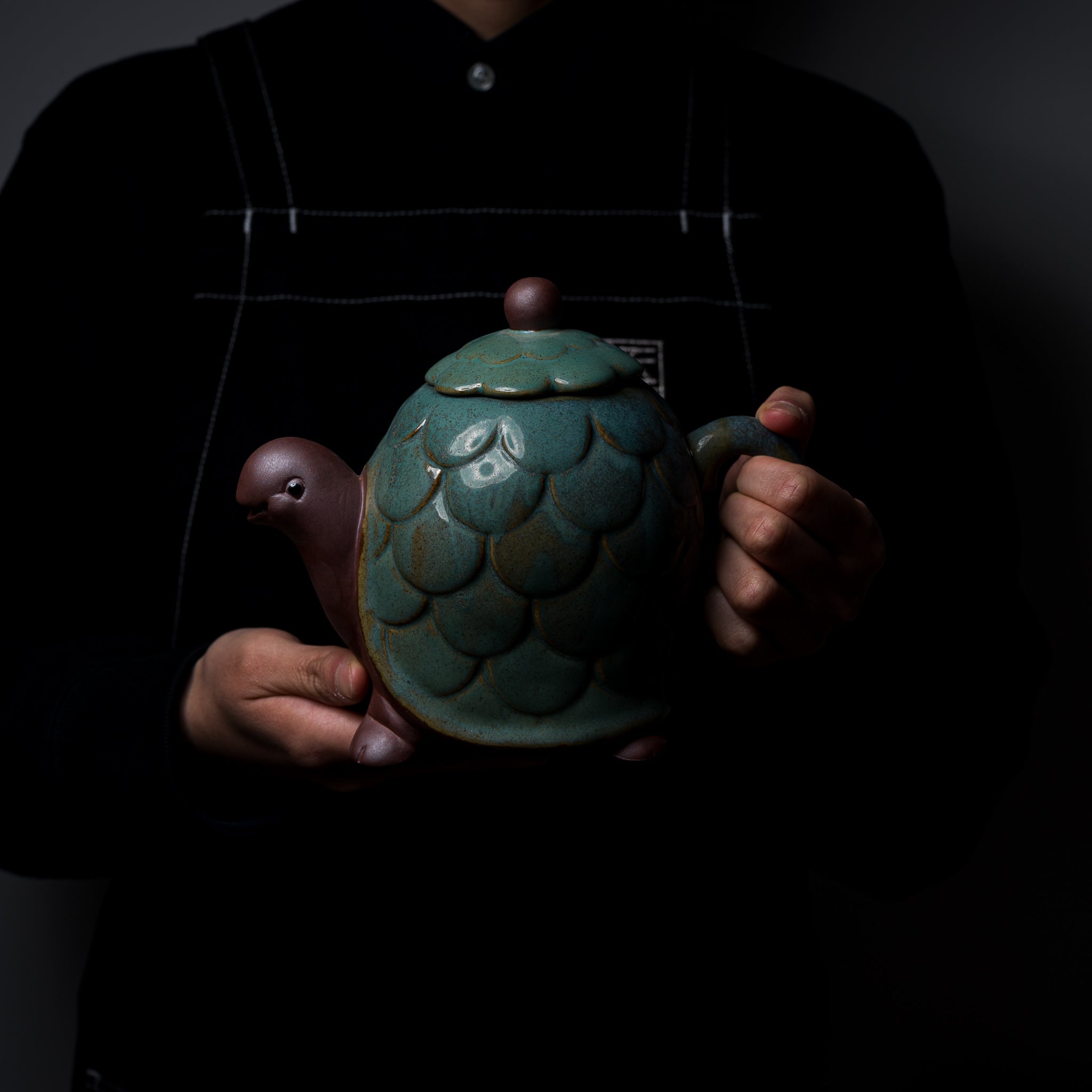 Seto Ware KASHIWA Animal Teapot - Handcrafted Japanese Turtle Teapot, Ceramic Tea Pot with Infuser | Perfect for Japanese Tea Ceremony, Home Decor & Unique Gift